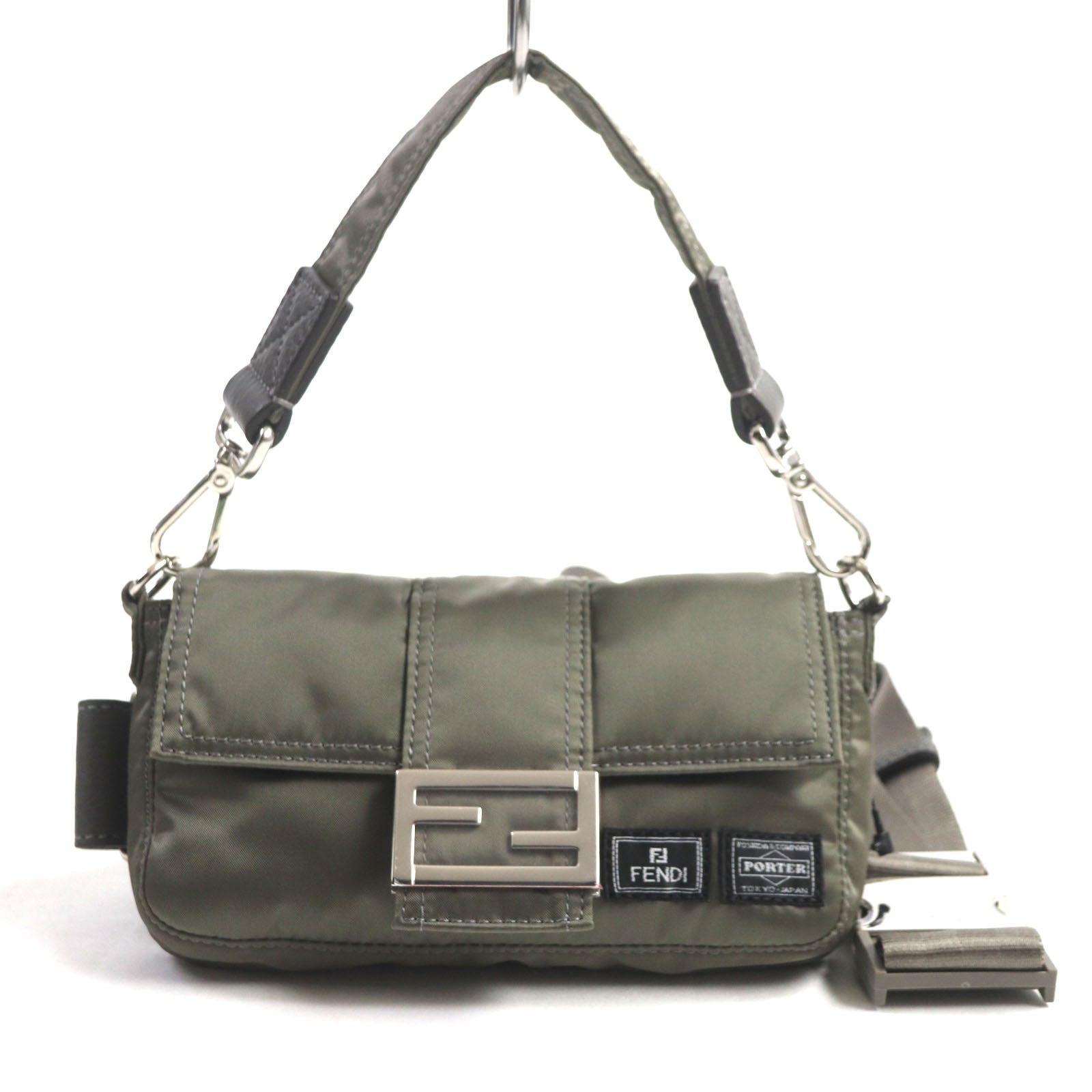 FENDI Sling bag 7AS138 Main: Nylon, Part: Leather Gray type Bucket Mini Phone Case mens Used