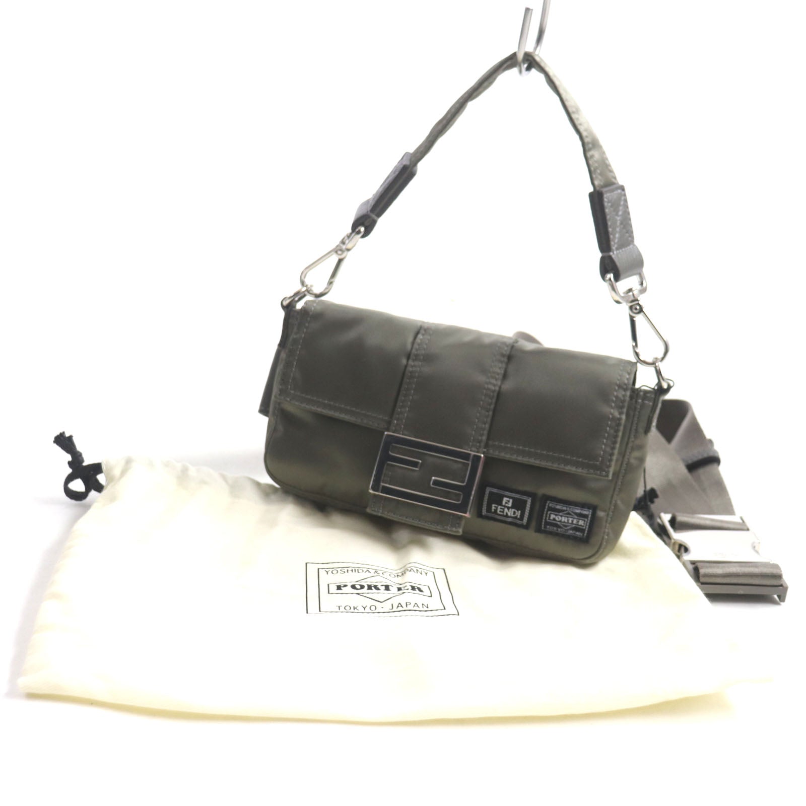 FENDI Sling bag 7AS138 Main: Nylon, Part: Leather Gray type Bucket Mini Phone Case mens Used