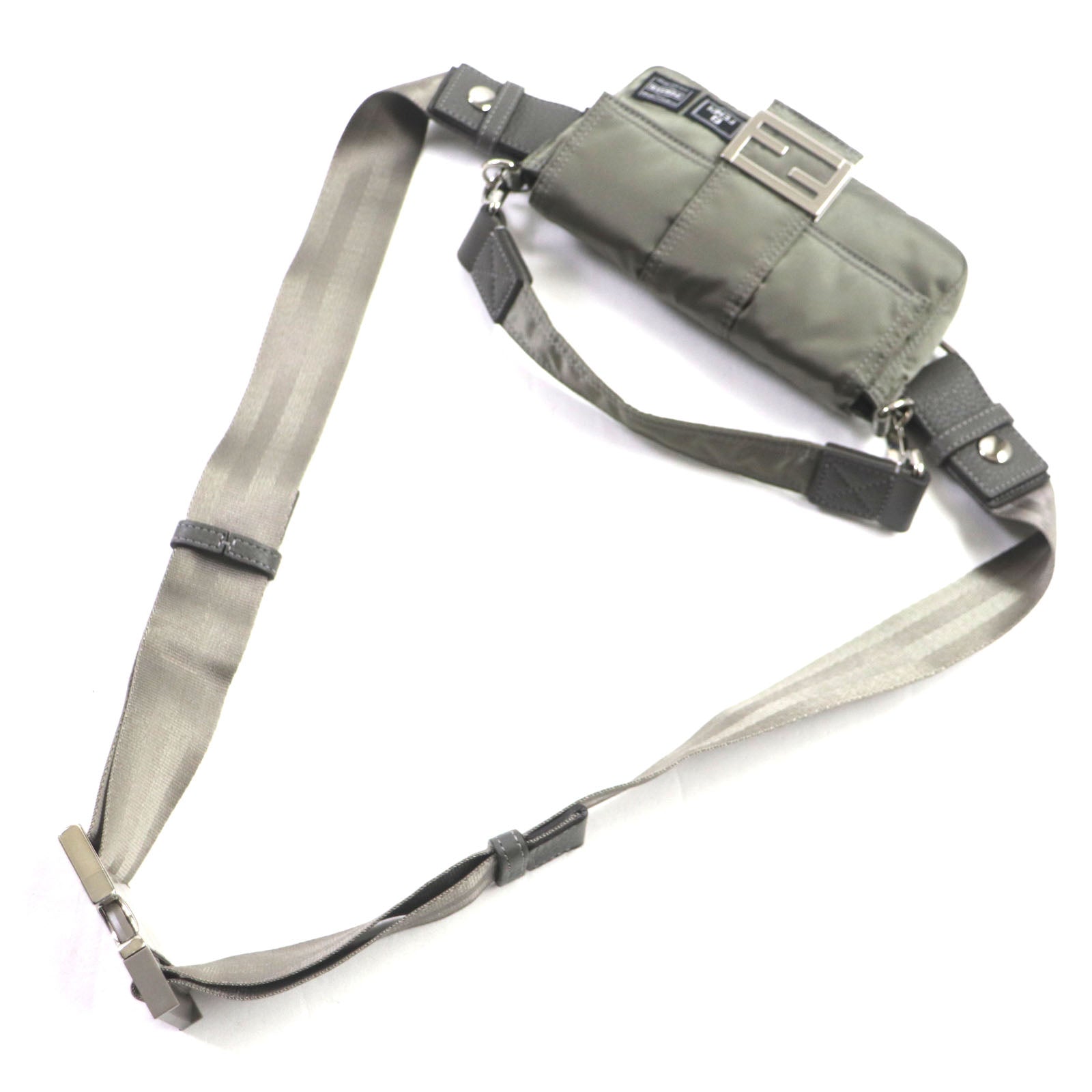 FENDI Sling bag 7AS138 Main: Nylon, Part: Leather Gray type Bucket Mini Phone Case mens Used