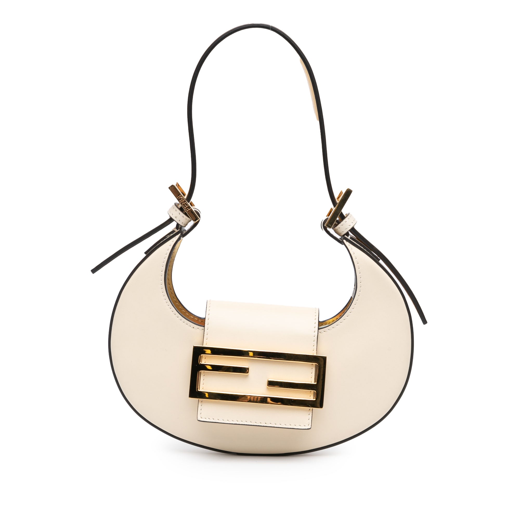 White Fendi Mini Leather Cookie Hobo