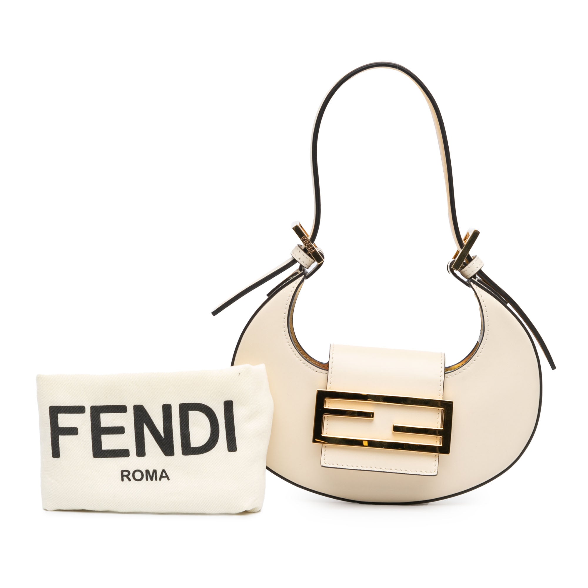 White Fendi Mini Leather Cookie Hobo