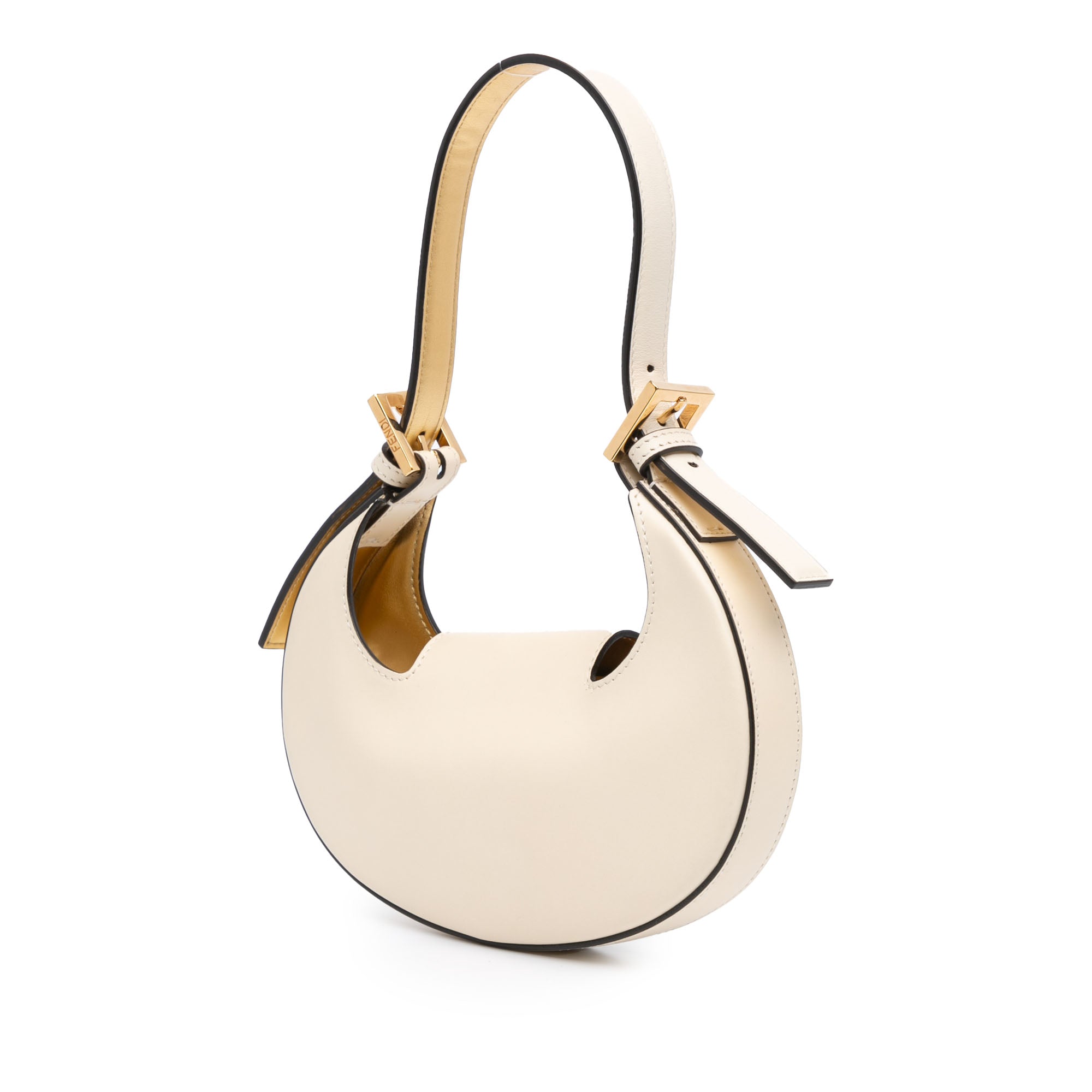 White Fendi Mini Leather Cookie Hobo