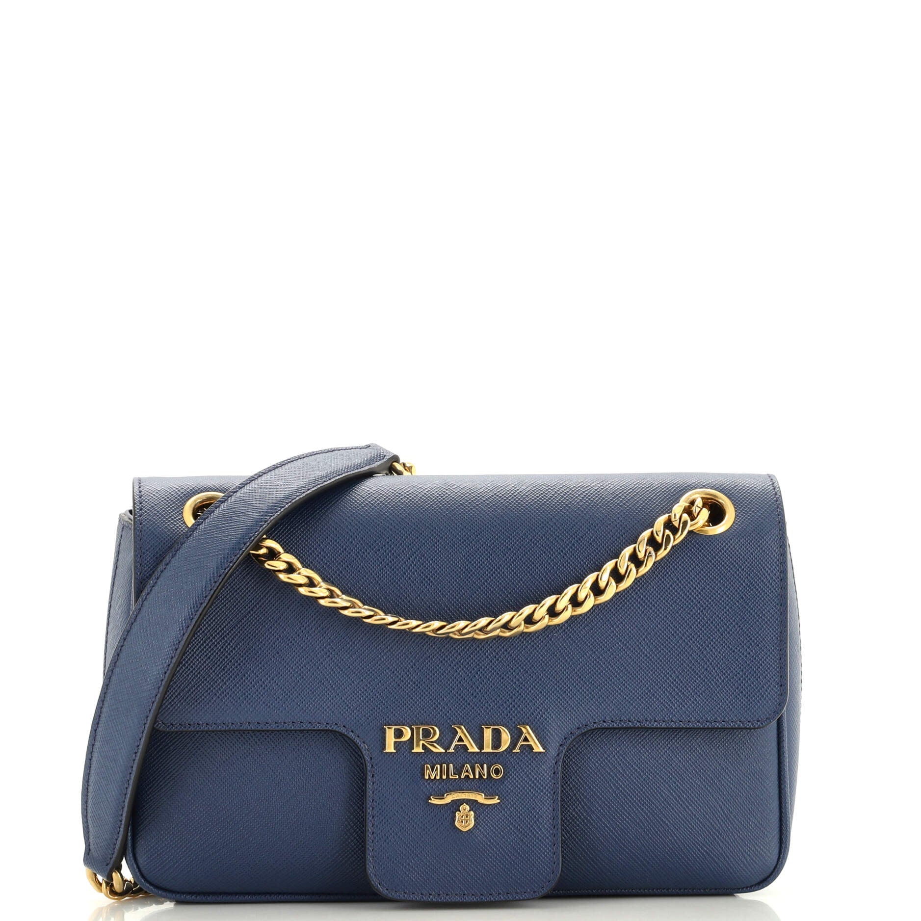 PRADA Pattina Flap Shoulder Bag Saffiano Leather Small