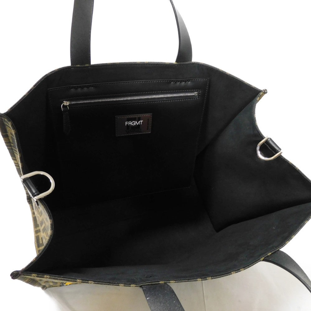FENDI Tote Bag 8BH357 AR1X F1NPJ canvas khaki logo 2WAY Fragment Pokemon Dragonite Sunshine Tote mens Used