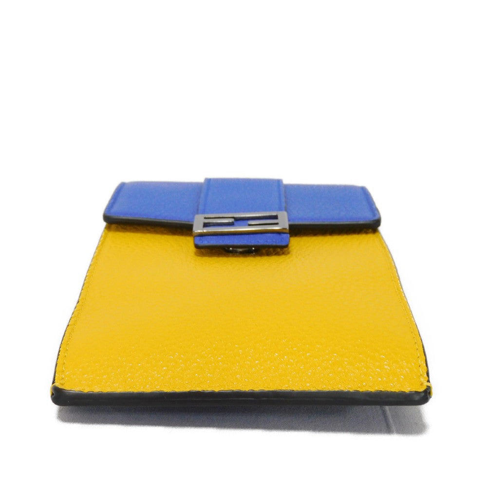 FENDI Shoulder Bag 7AS120 E1C F1H8N Calf leather (embossed) Blue x Yellow x Red Tricolor Pochette Unused FF logo F is forever phone holder unisex(Unisex) Used
