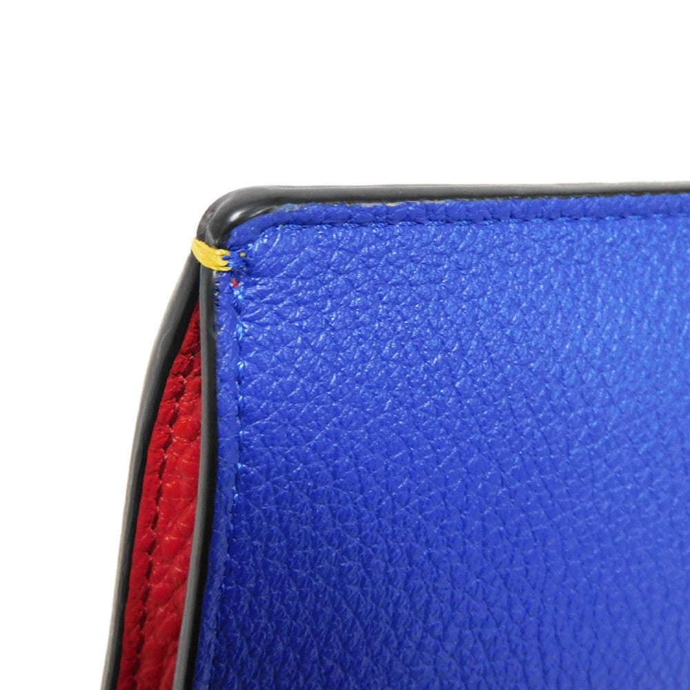 FENDI Shoulder Bag 7AS120 E1C F1H8N Calf leather (embossed) Blue x Yellow x Red Tricolor Pochette Unused FF logo F is forever phone holder unisex(Unisex) Used