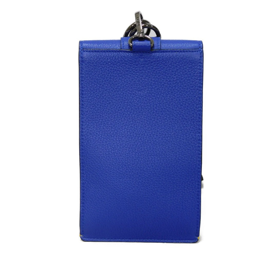 FENDI Shoulder Bag 7AS120 E1C F1H8N Calf leather (embossed) Blue x Yellow x Red Tricolor Pochette Unused FF logo F is forever phone holder unisex(Unisex) Used