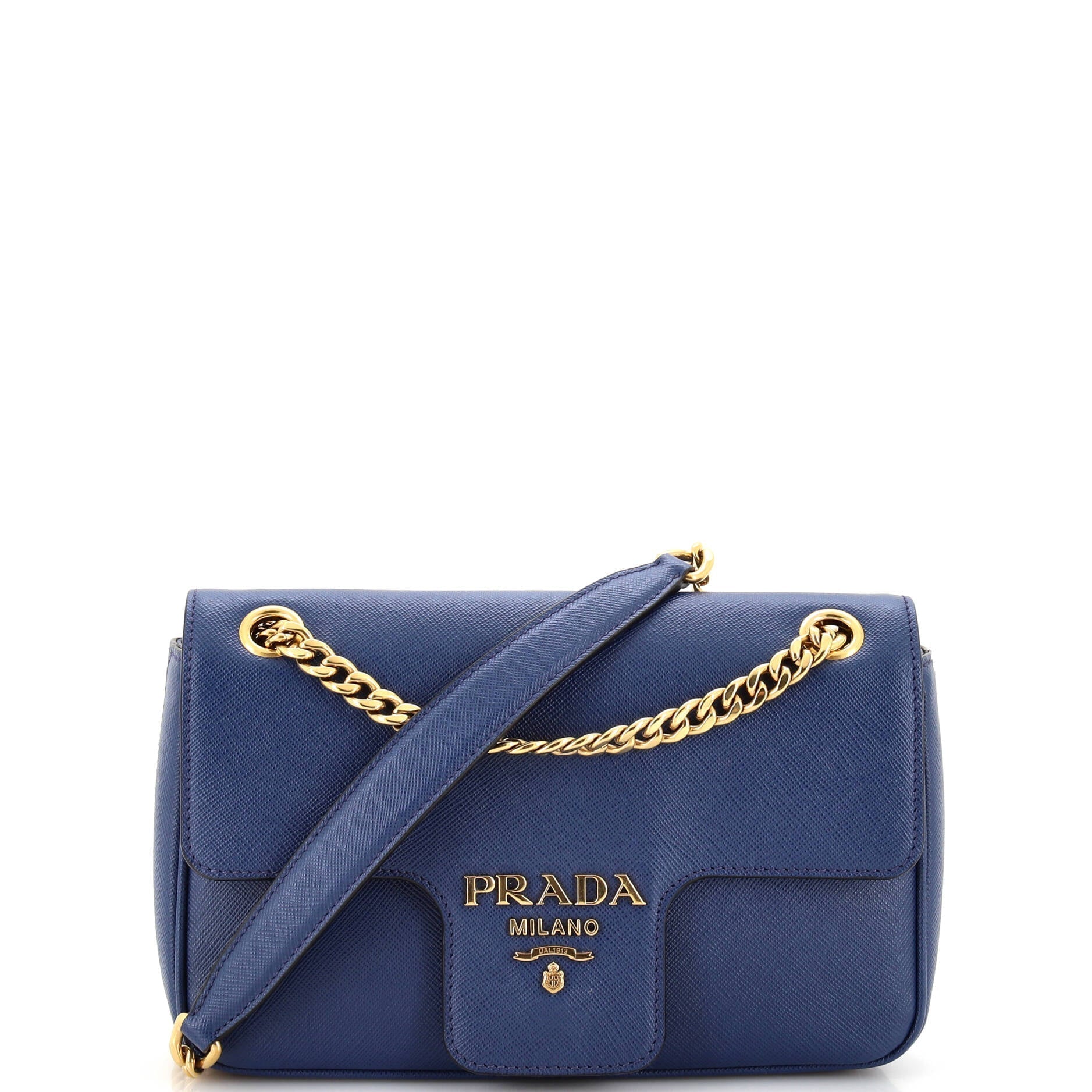 PRADA Pattina Flap Shoulder Bag Saffiano Leather Small