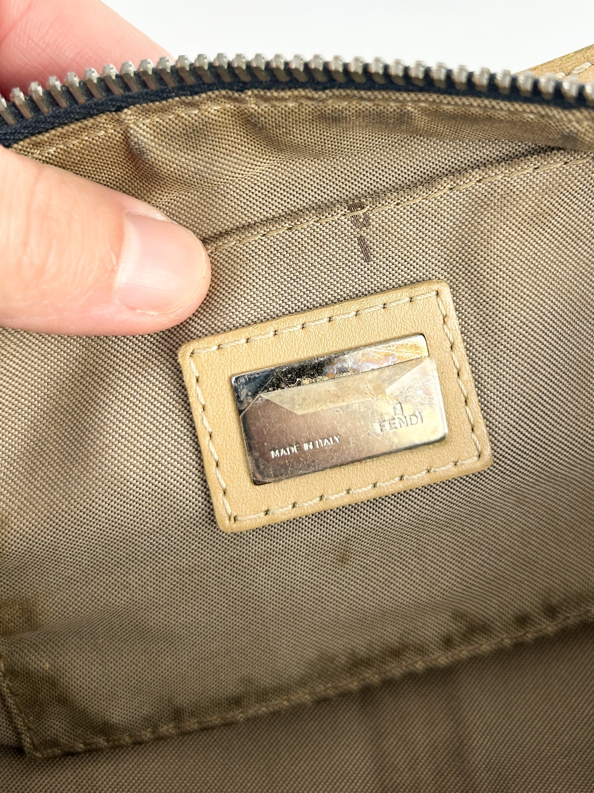 Vintage Fendi Zucca Denim-Look Shoulder Bag