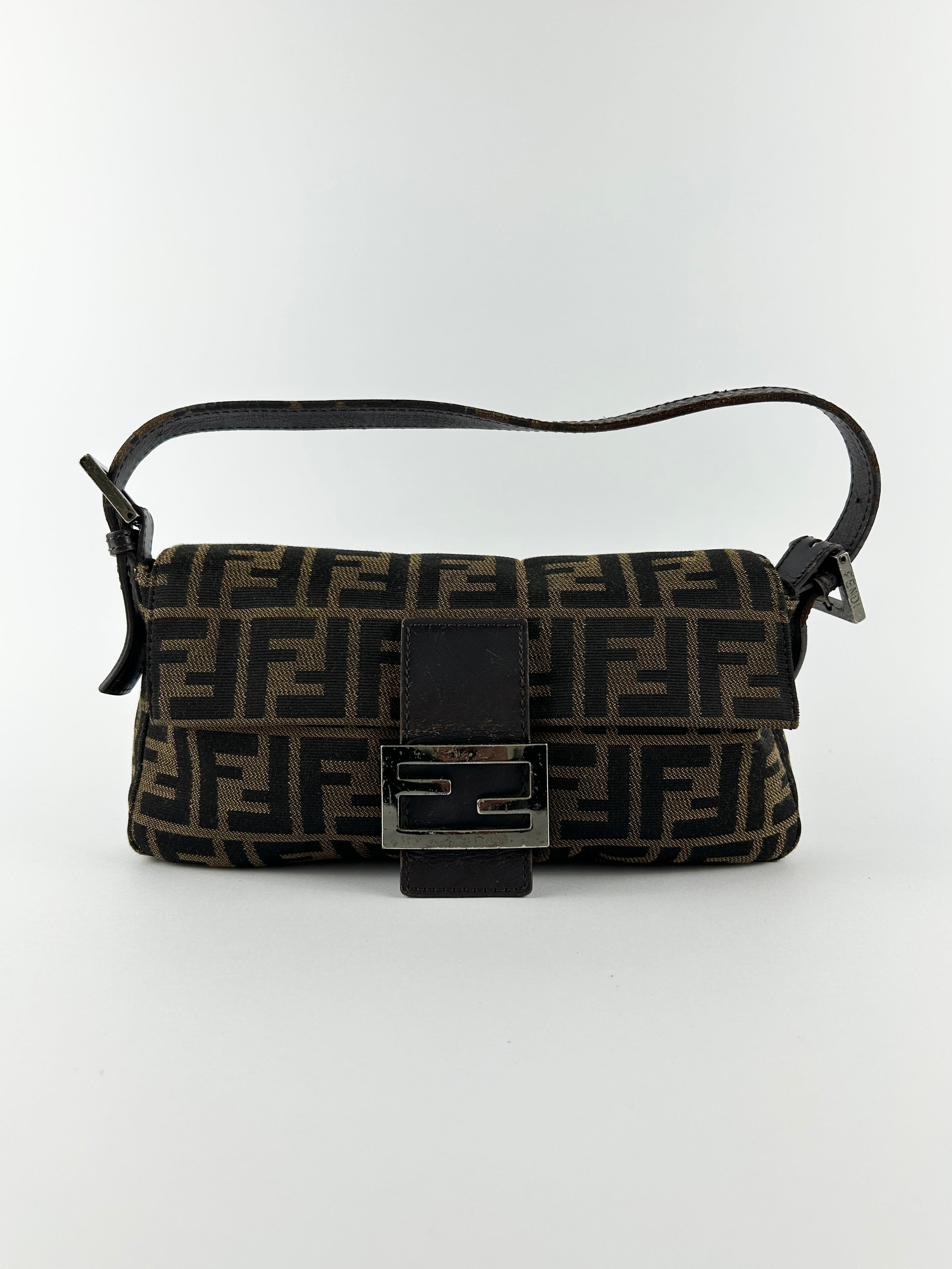 Vintage Fendi Zucca Baguette Shoulder Bag