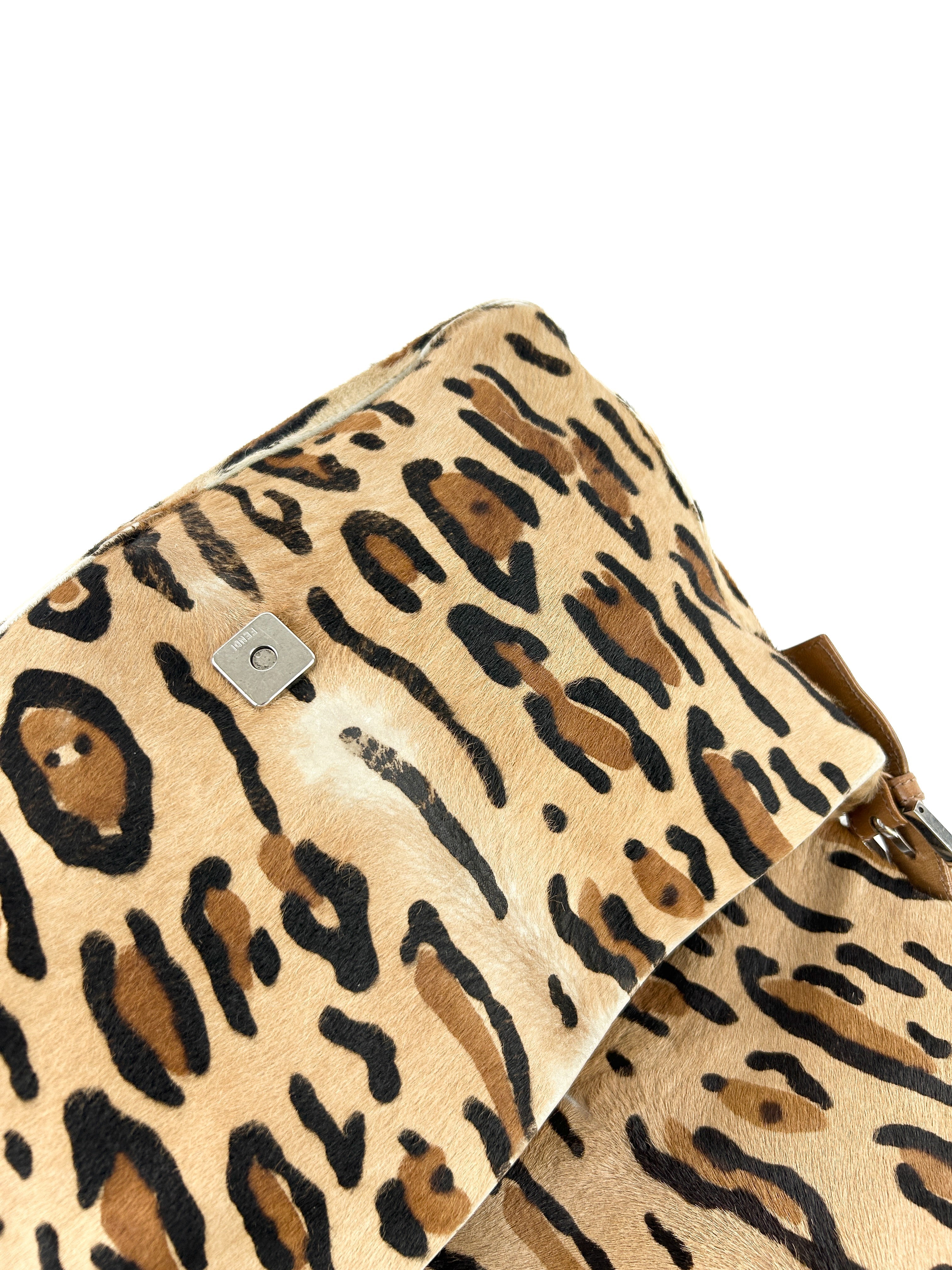 Vintage Fendi Animal Print Calf Hair Mamma Baguette Shoulder Bag