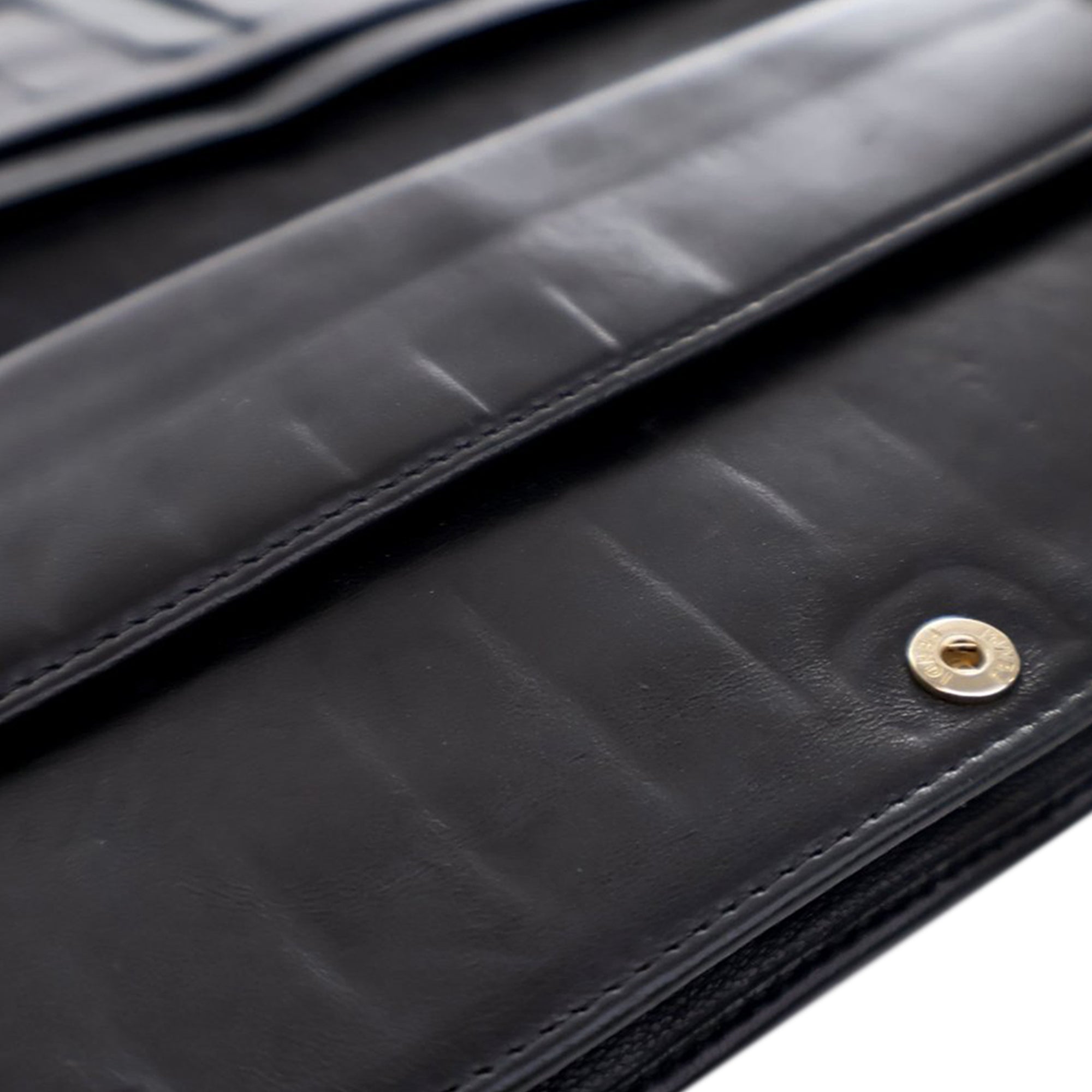 Black Fendi Calfskin Baguette Continental Wallet On Chain Crossbody Bag