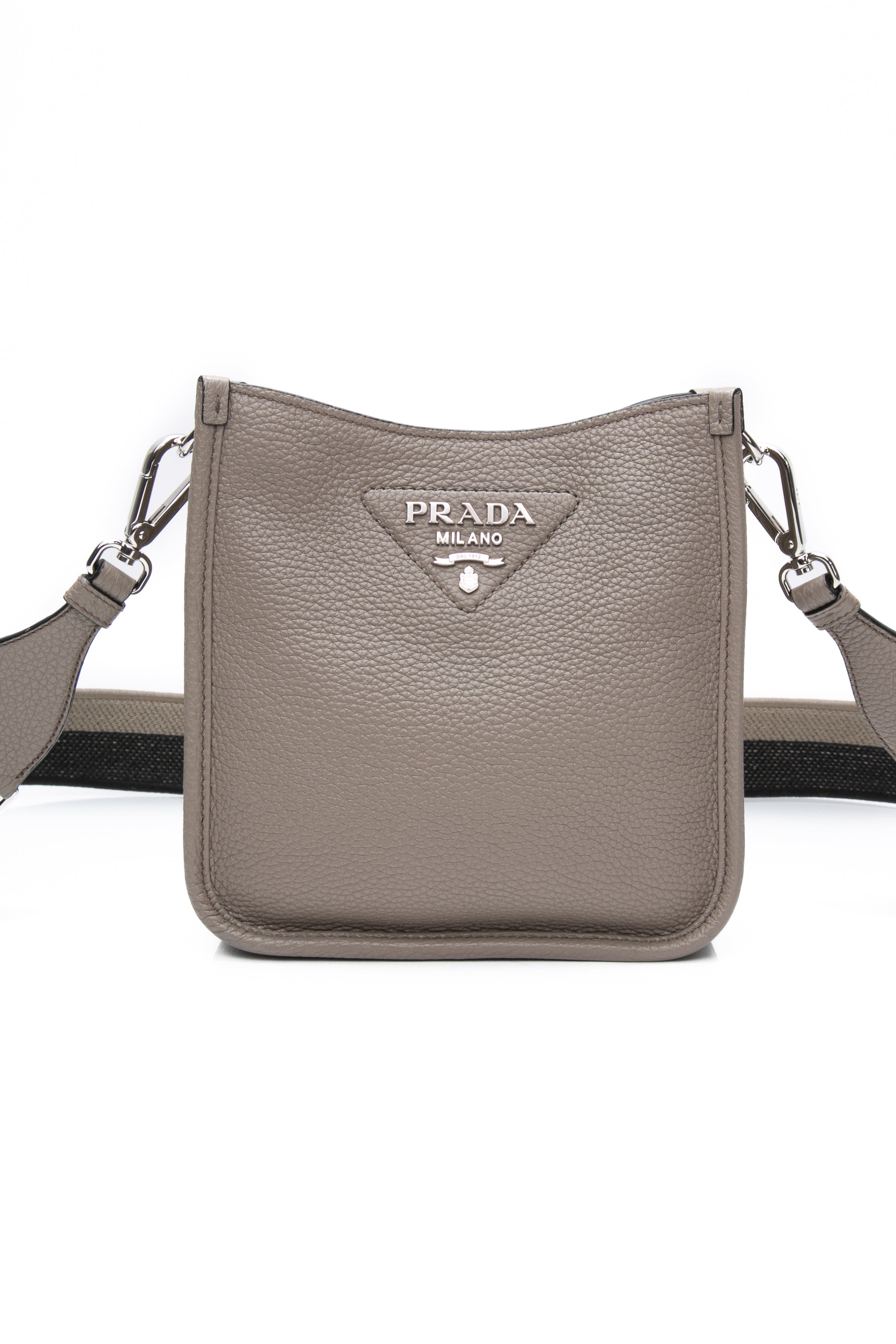 PRADA Grey Leather Mini Shoulder/Crossbody Bag (New)