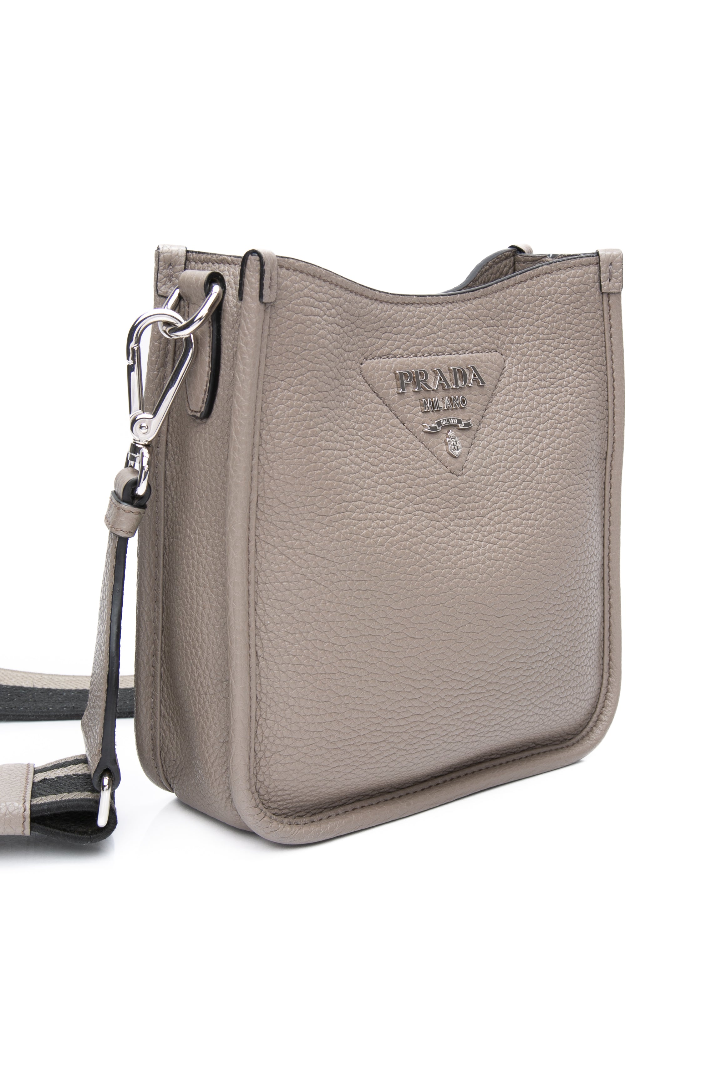 PRADA Grey Leather Mini Shoulder/Crossbody Bag (New)
