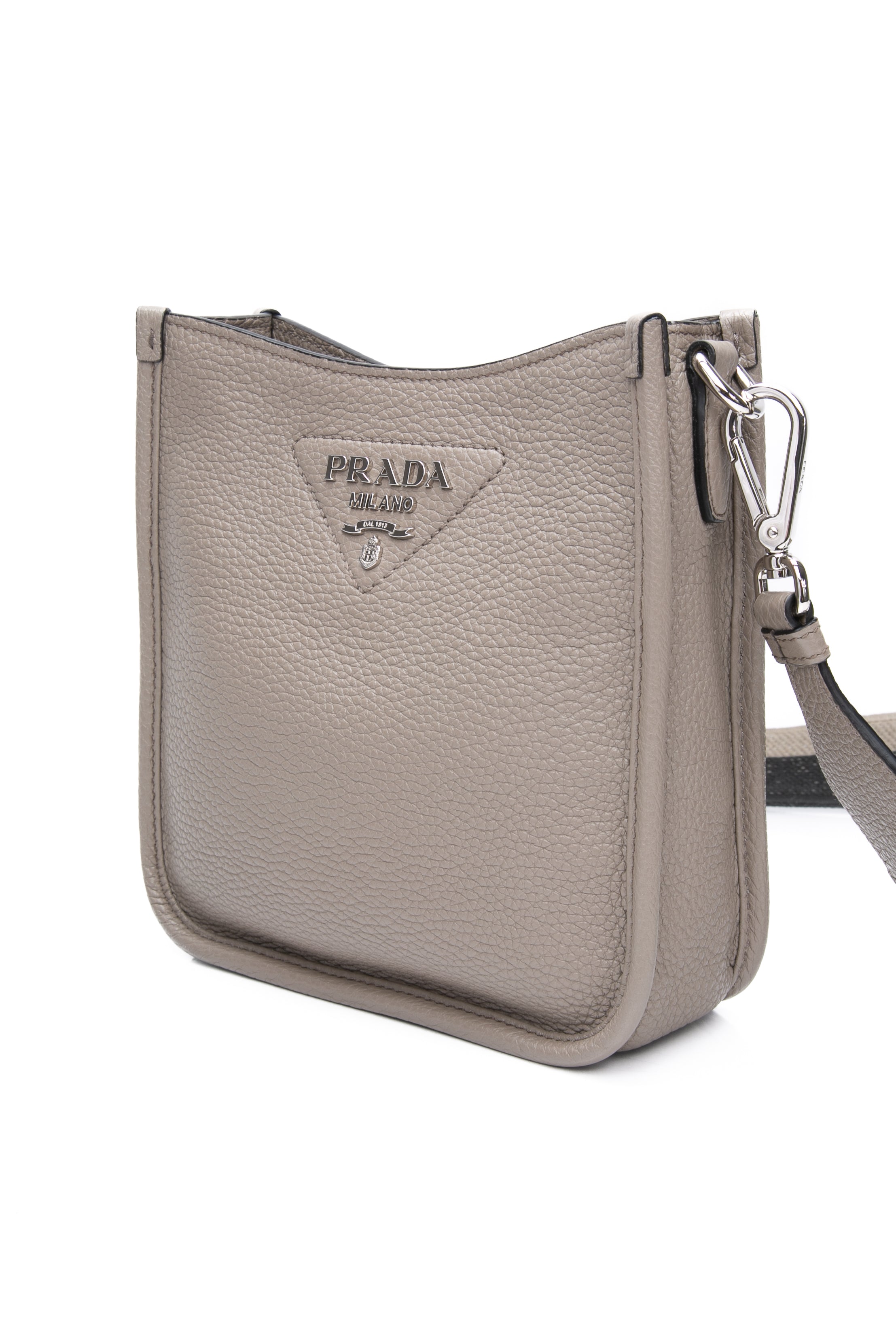 PRADA Grey Leather Mini Shoulder/Crossbody Bag (New)