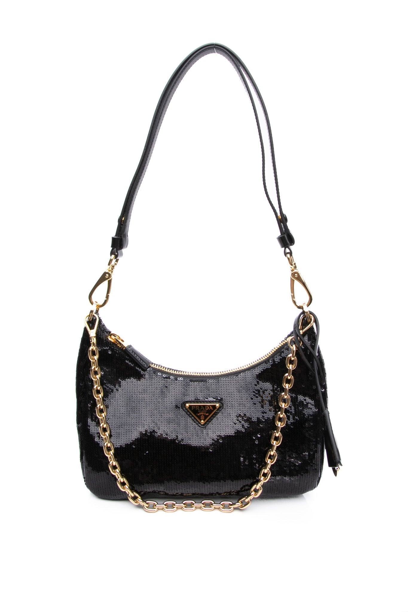 PRADA Black Nero Sequin Pouch Paillettes Shoulder/Crossbody Bag (New)