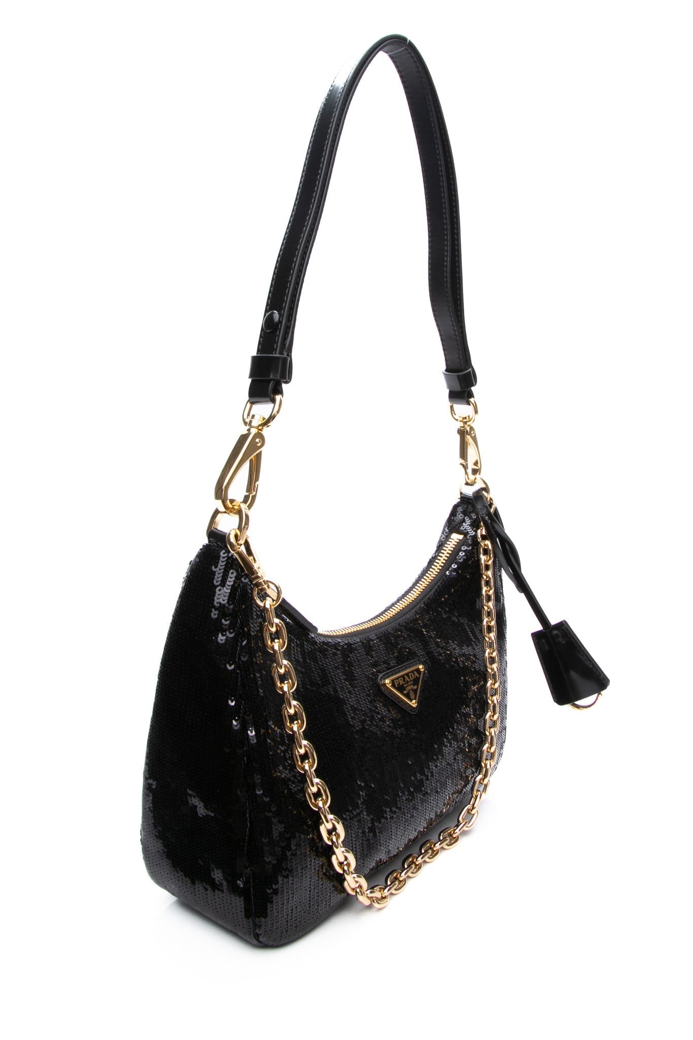 PRADA Black Nero Sequin Pouch Paillettes Shoulder/Crossbody Bag (New)