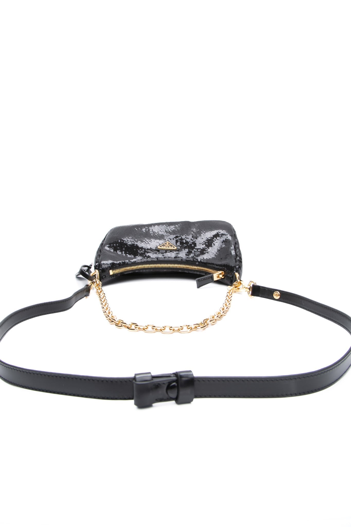 PRADA Black Nero Sequin Pouch Paillettes Shoulder/Crossbody Bag (New)