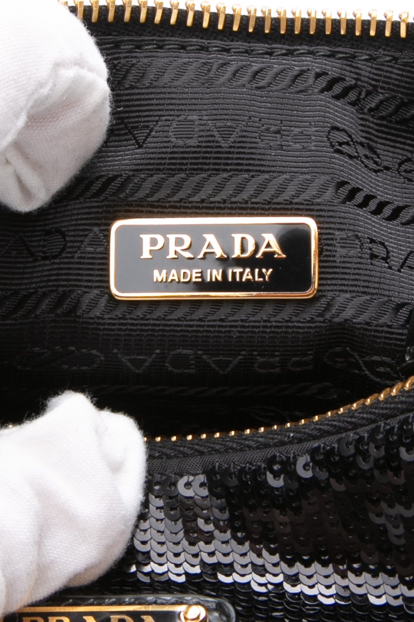 PRADA Black Nero Sequin Pouch Paillettes Shoulder/Crossbody Bag (New)
