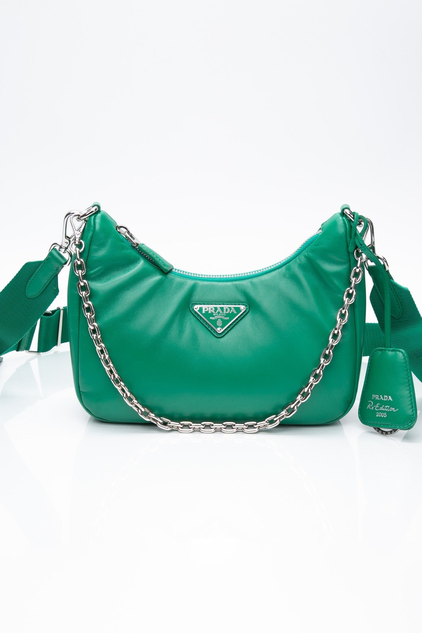 PRADA Mango Green Padded Nappa-Leather Prada Re-Edition 2005 Shoulder Bag