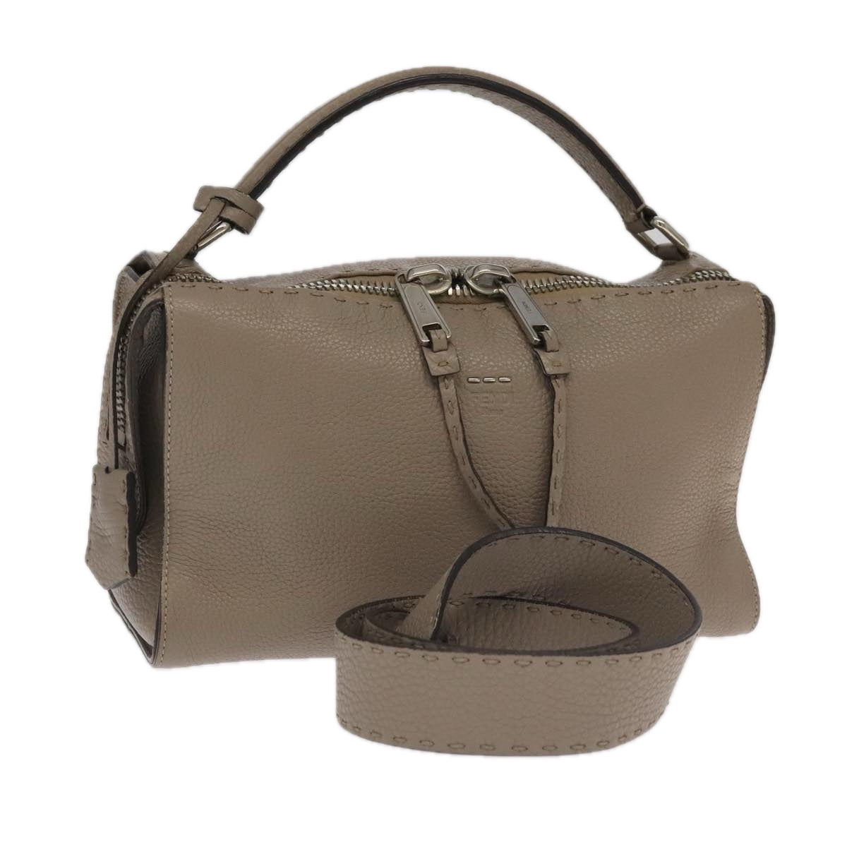Fendi Lei Selleria Beige Leather Handbag ()