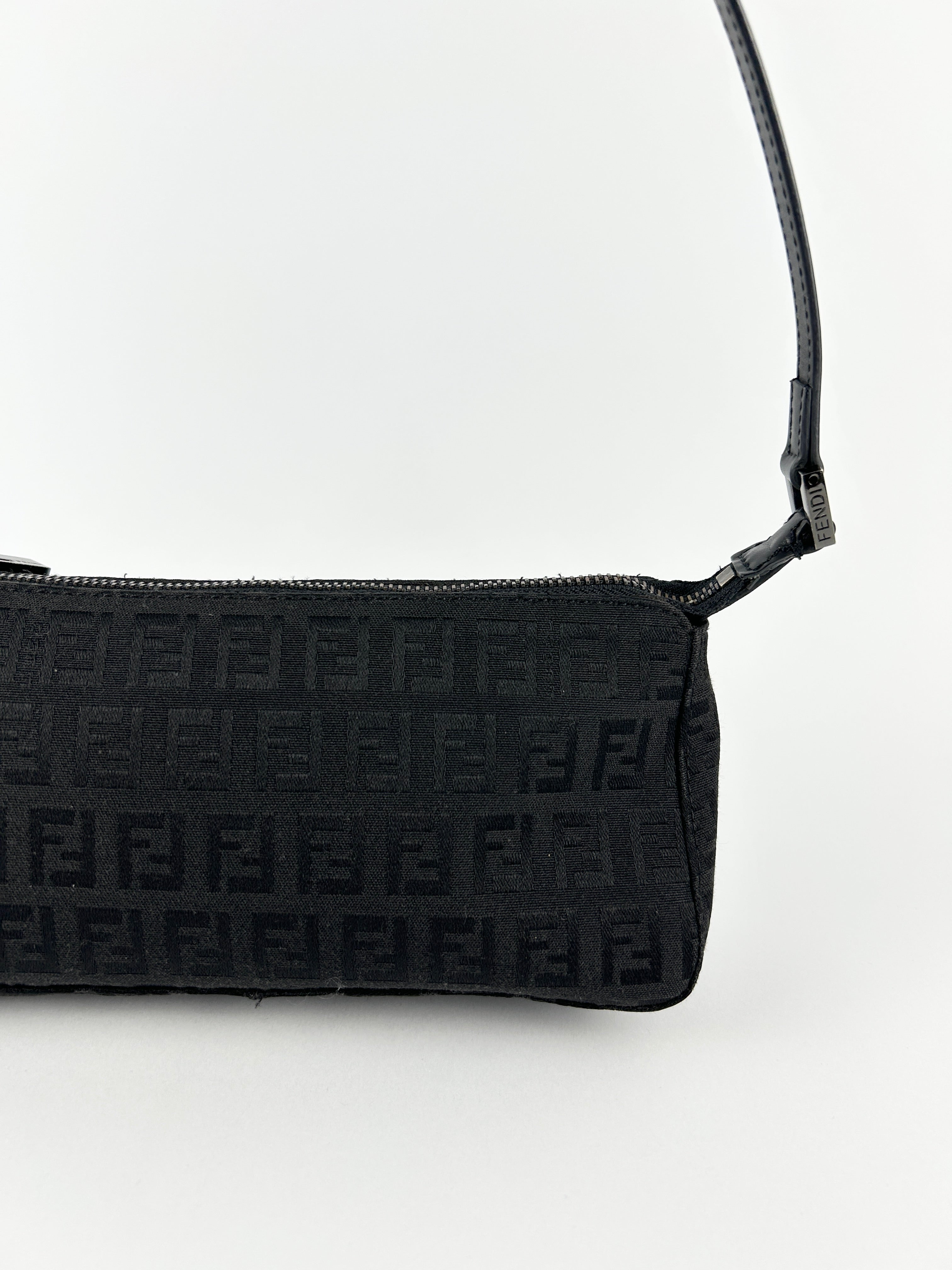 Vintage Fendi Zucca Black Shoulder Bag