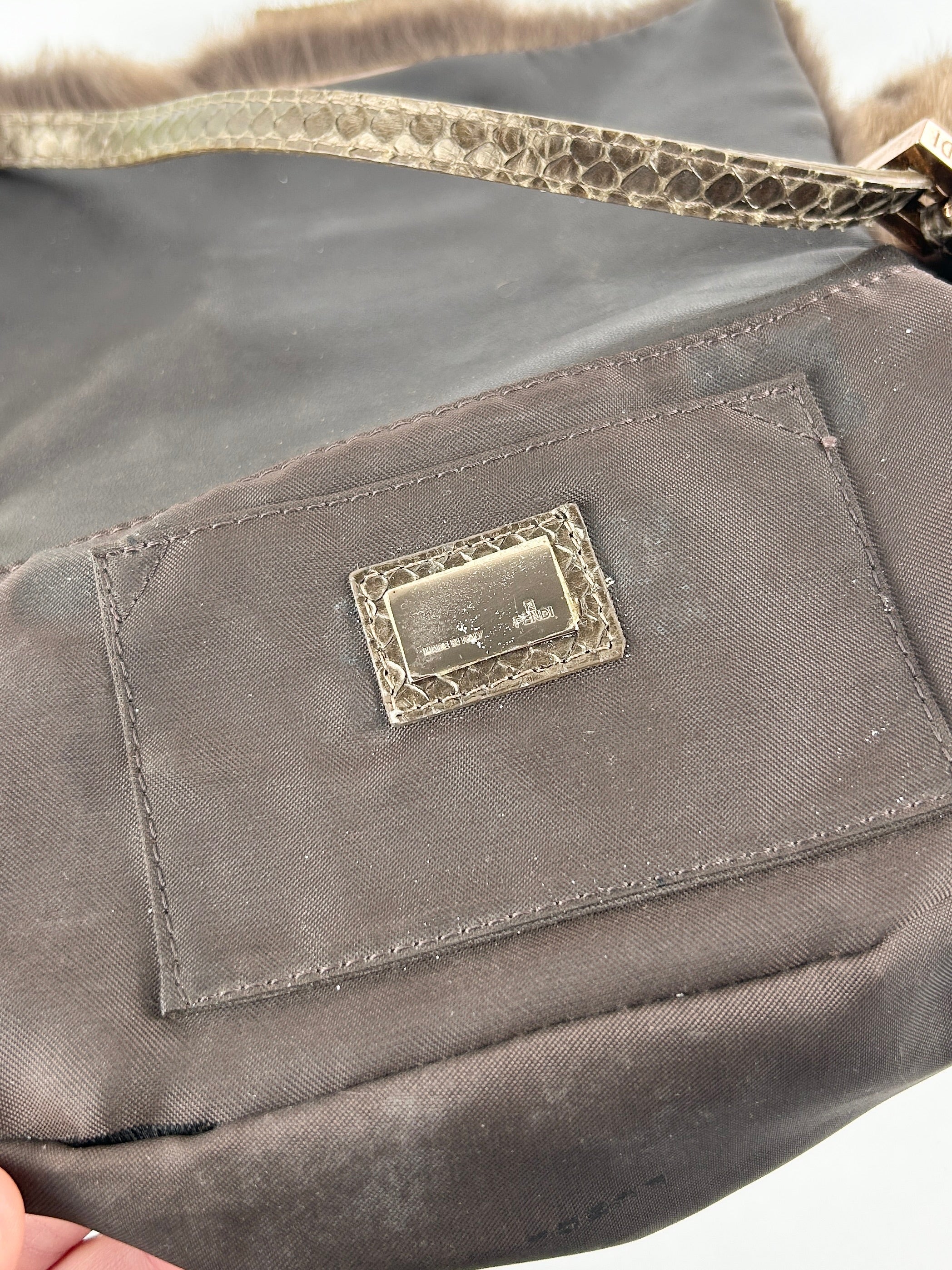Vintage Fendi Mink Fur Mini Baguette Shoulder Bag