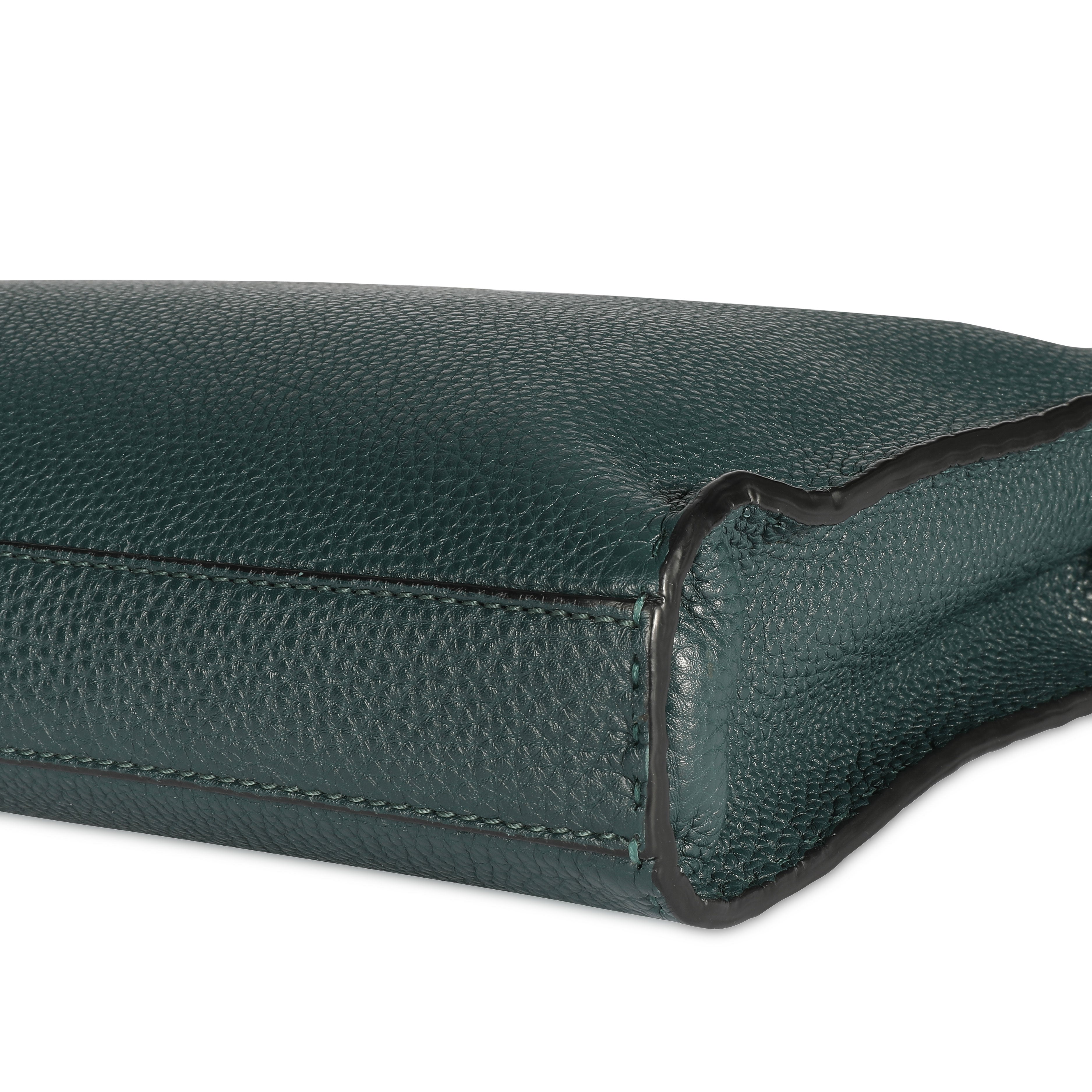 Fendi Teal Pebbled Leather Selleria Iconic Fit Tote