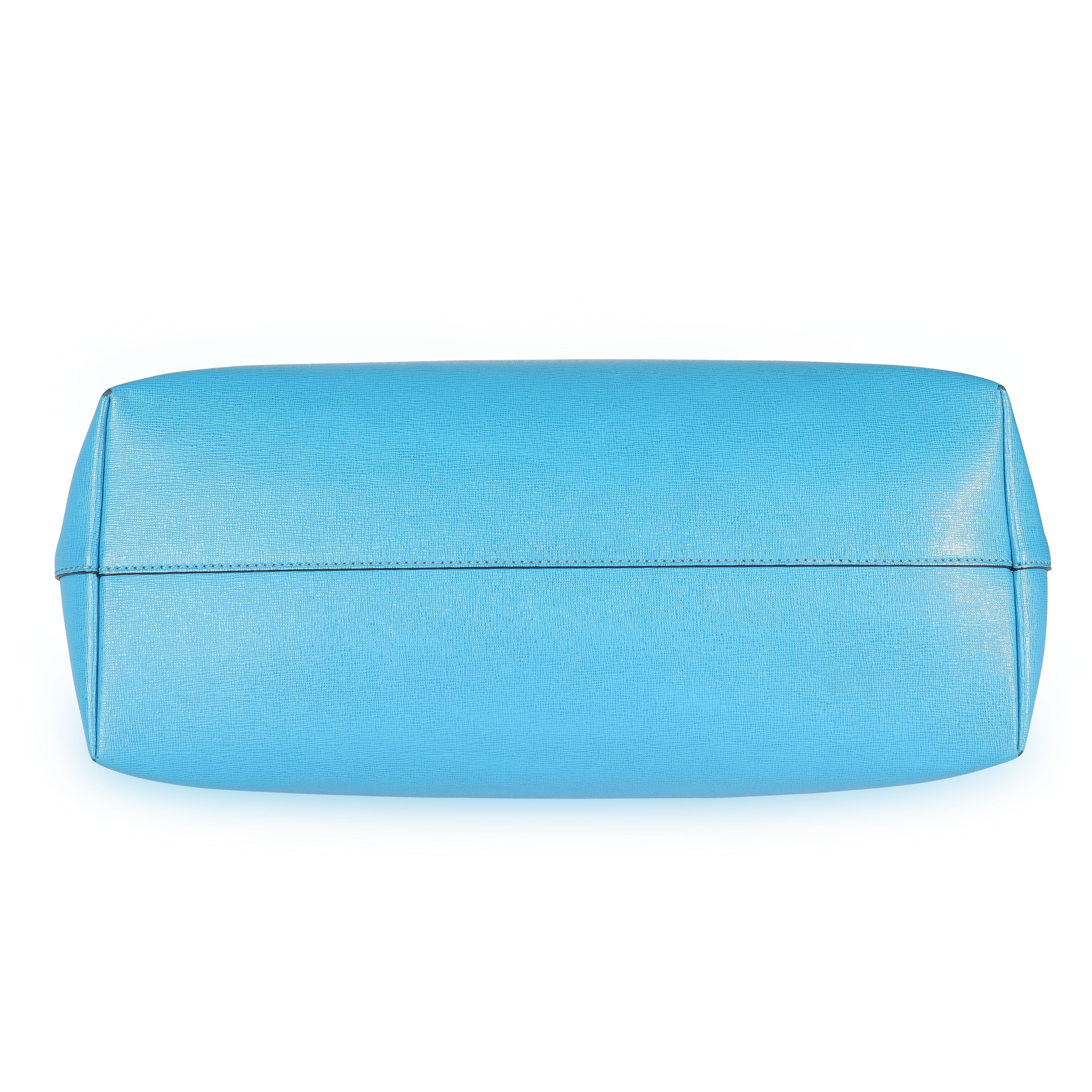Fendi Blue Vitello Elite Leather Monster Roll Tote