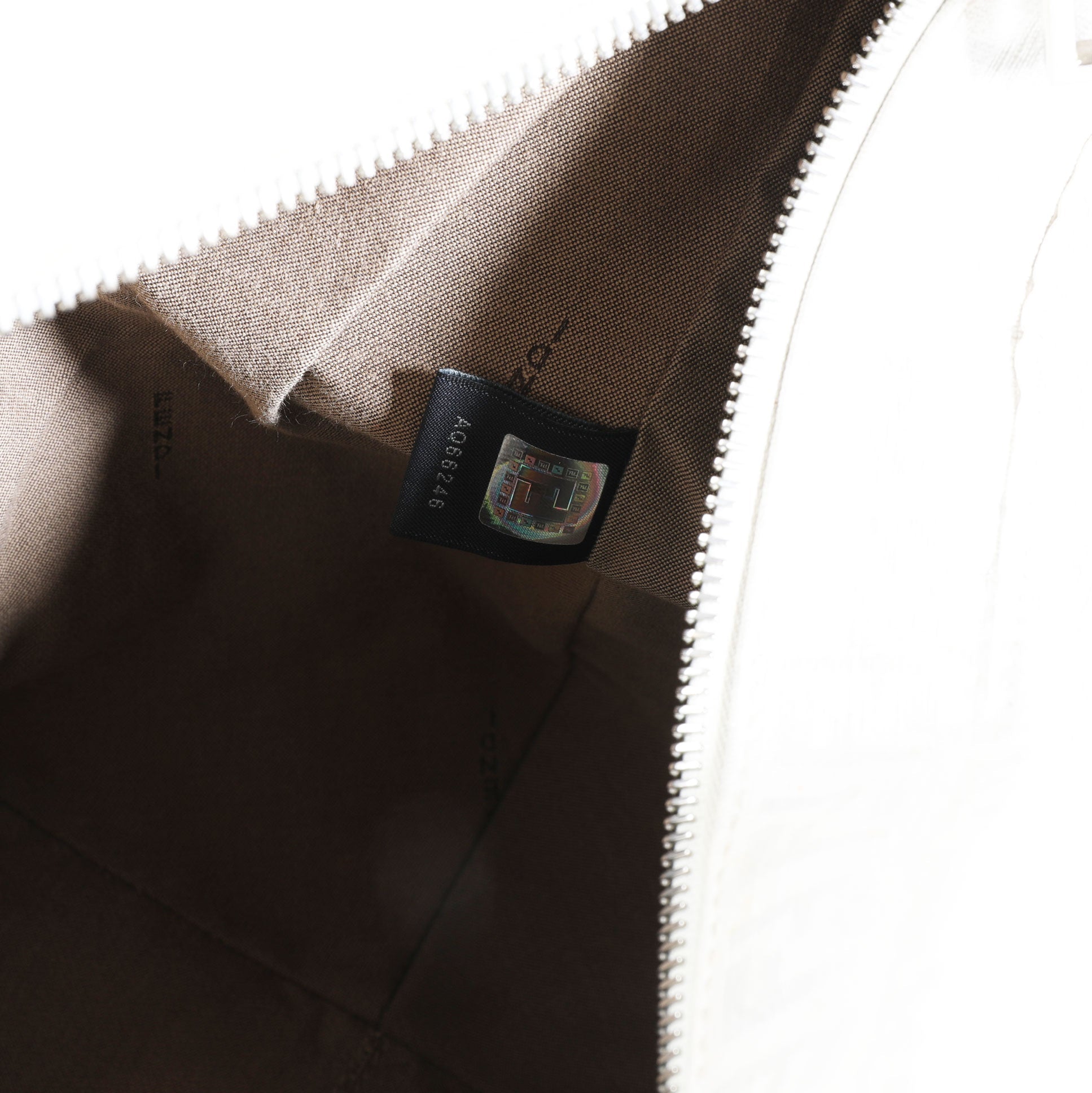 Fendi White Zucchino Coated Canvas Hobo