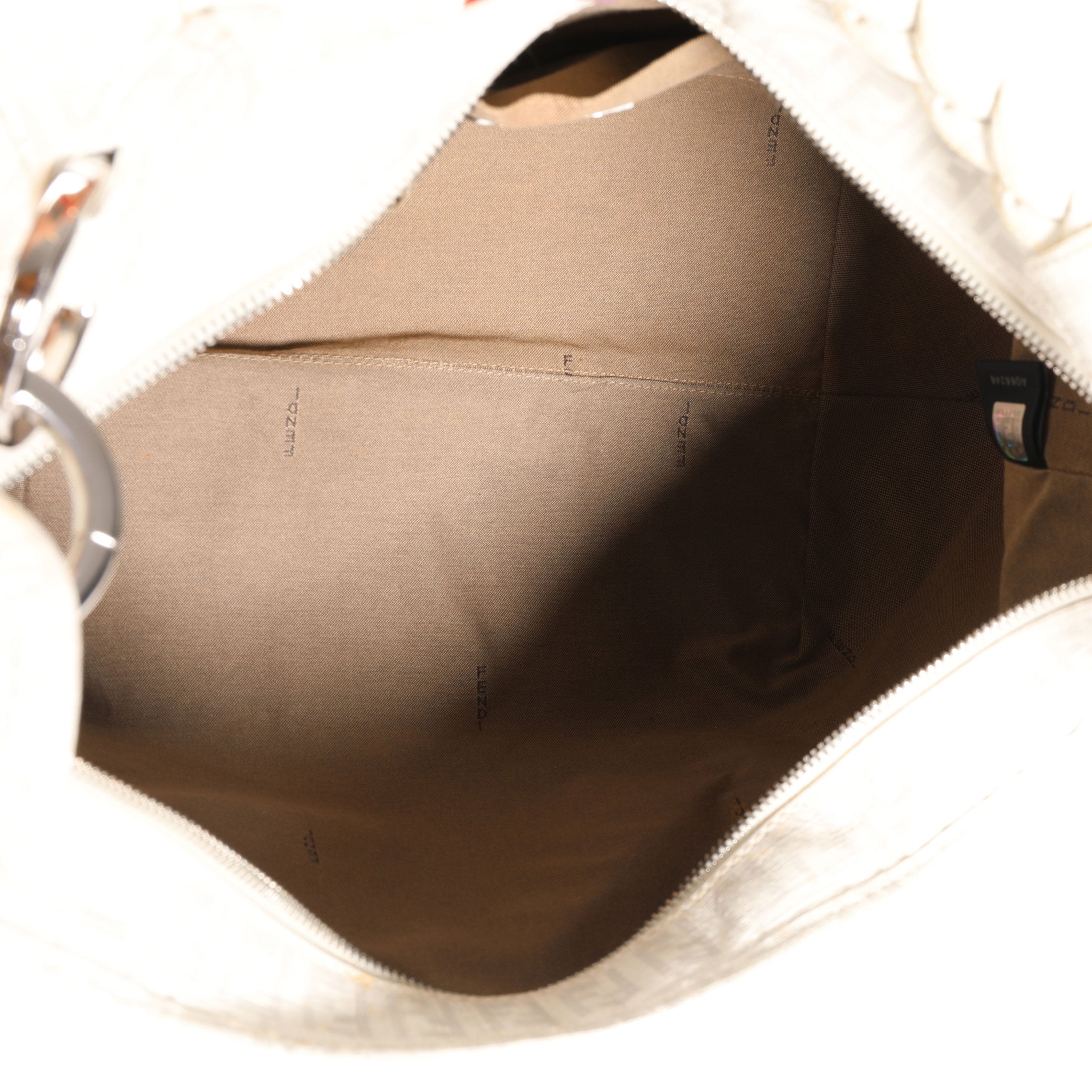 Fendi White Zucchino Coated Canvas Hobo