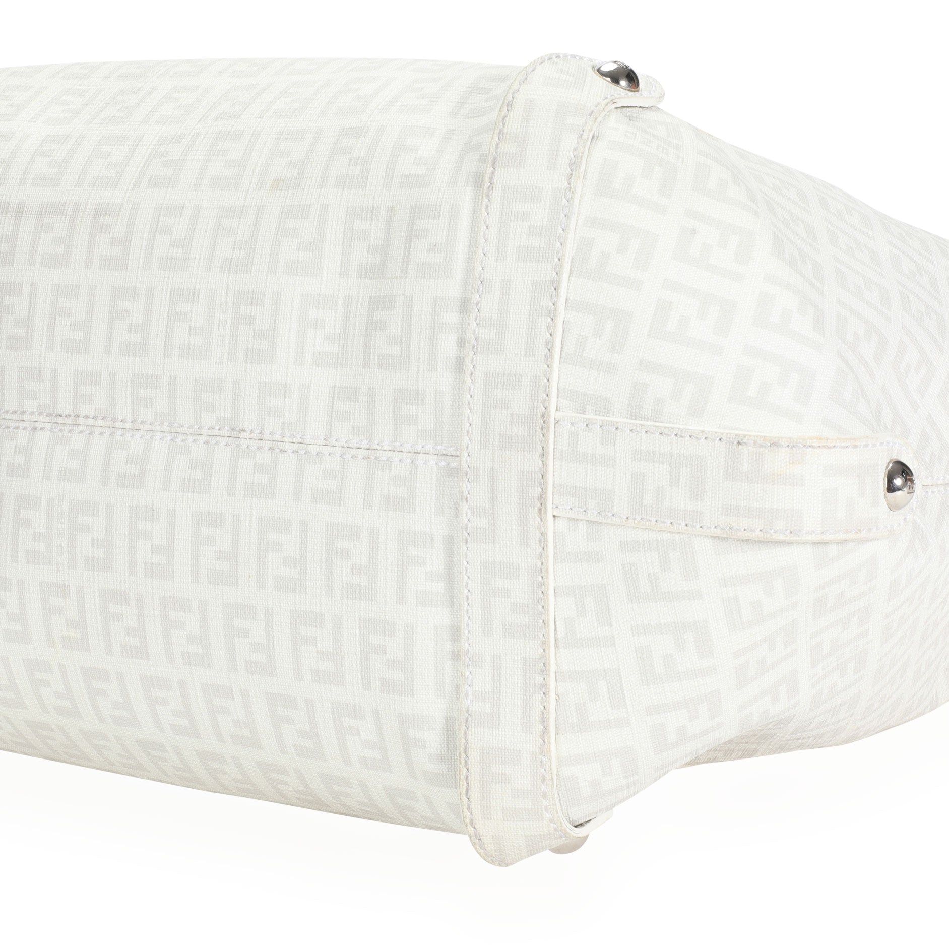 Fendi White Zucchino Coated Canvas Hobo