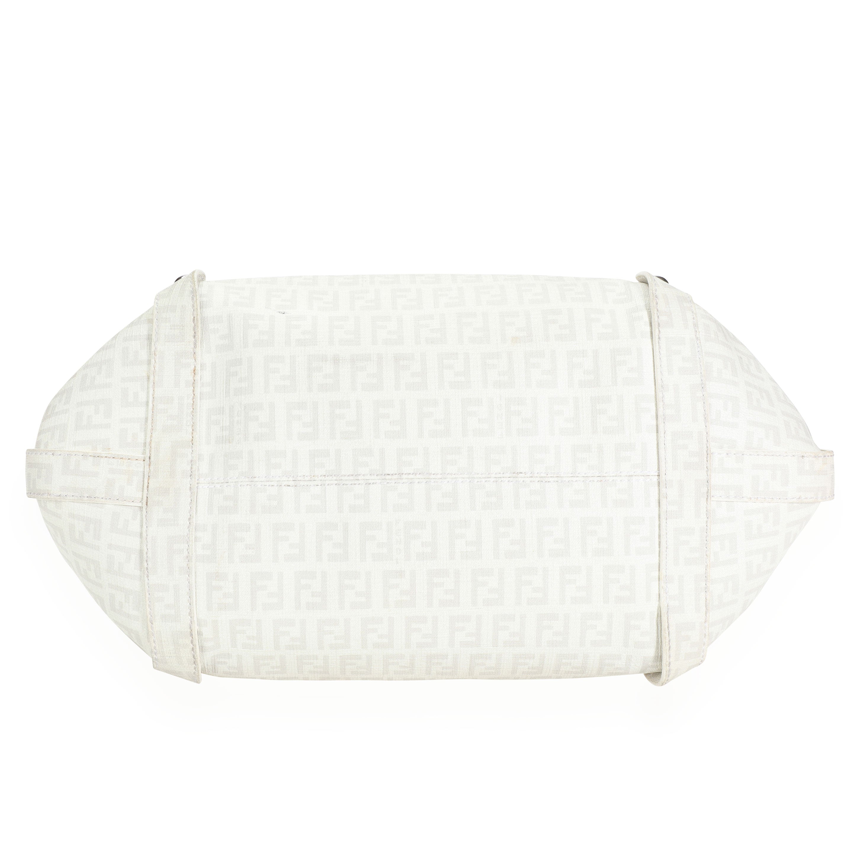 Fendi White Zucchino Coated Canvas Hobo