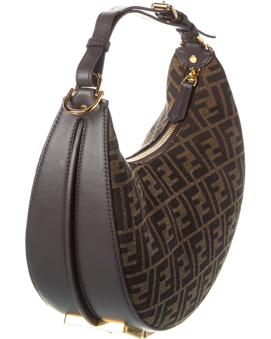 Fendi Fendigraphy Small Ff Jacquard & Leather Hobo Bag