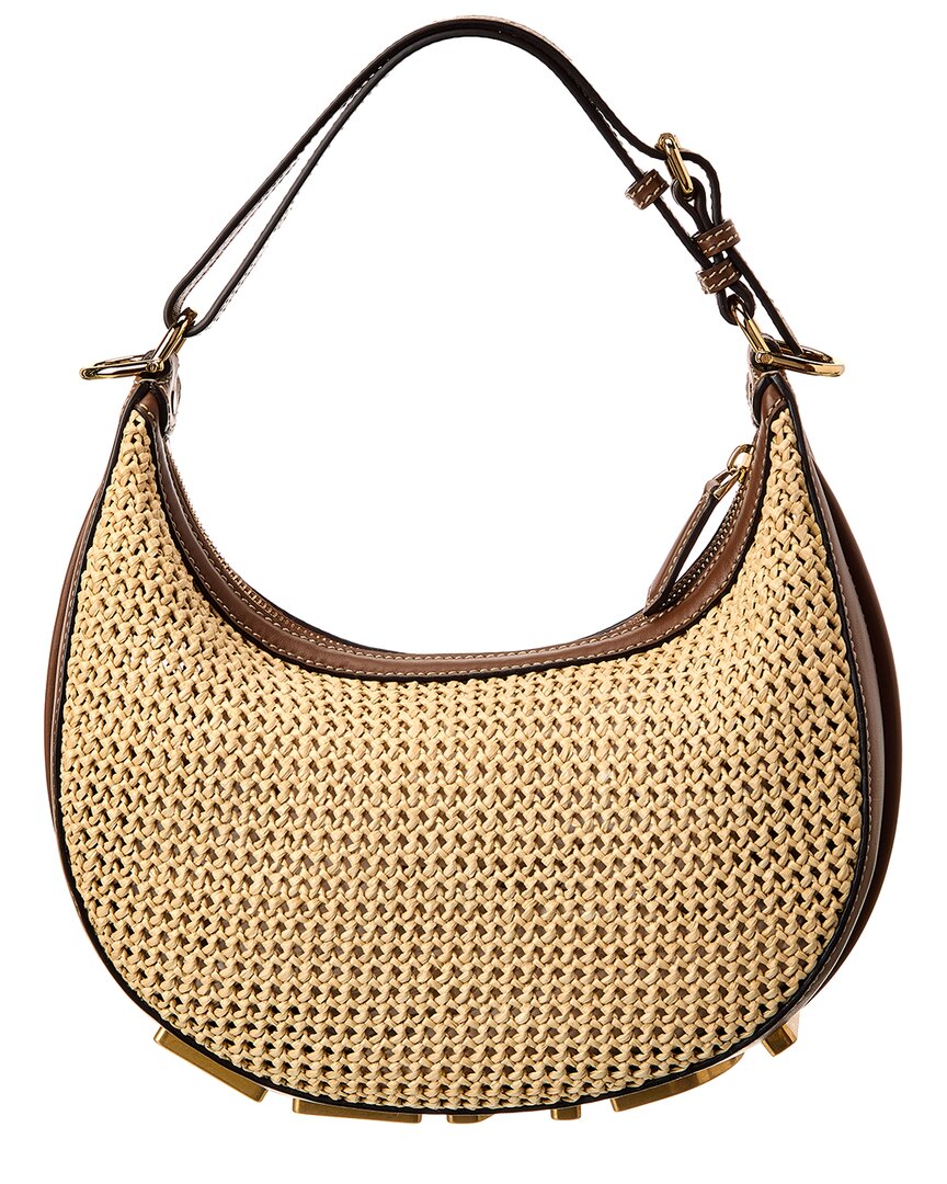 Fendi Fendigraphy Small Macramé & Leather Hobo Bag