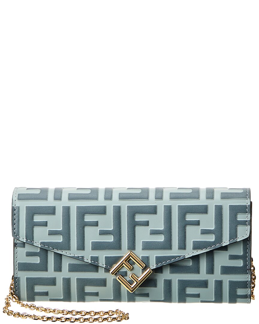 Fendi Ff Diamonds Leather Wallet On Chain