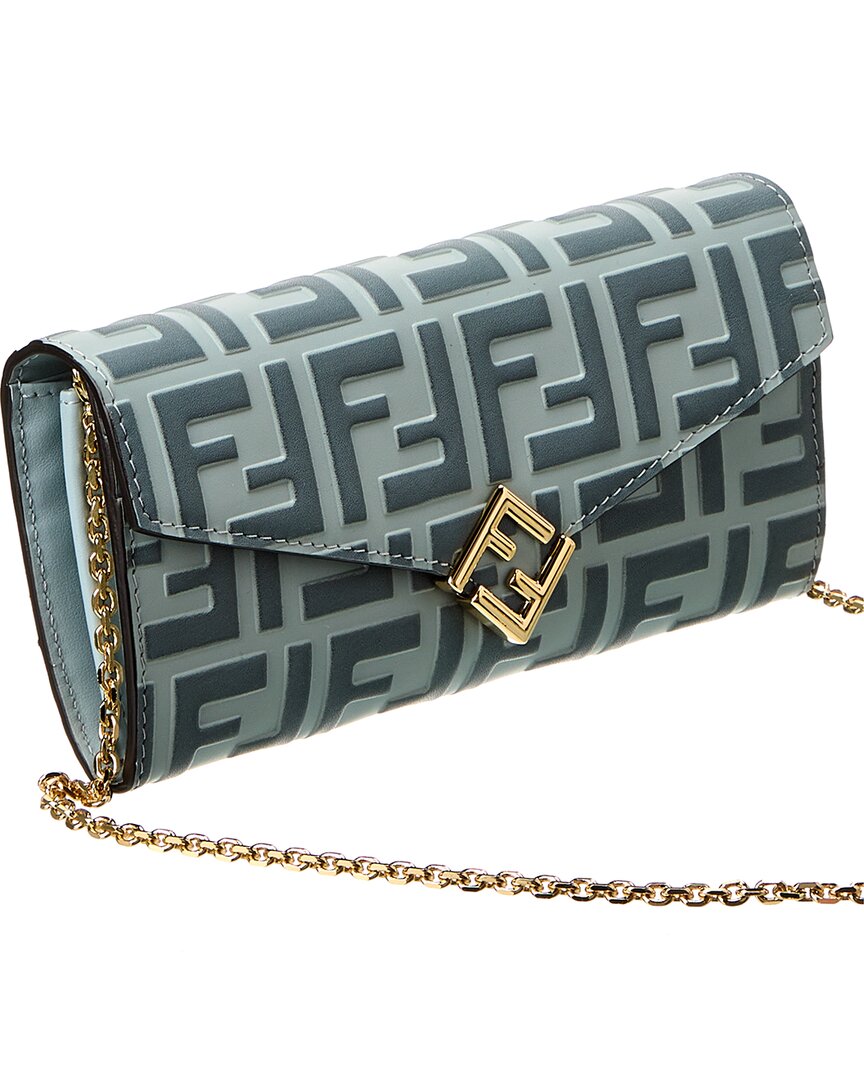 Fendi Ff Diamonds Leather Wallet On Chain