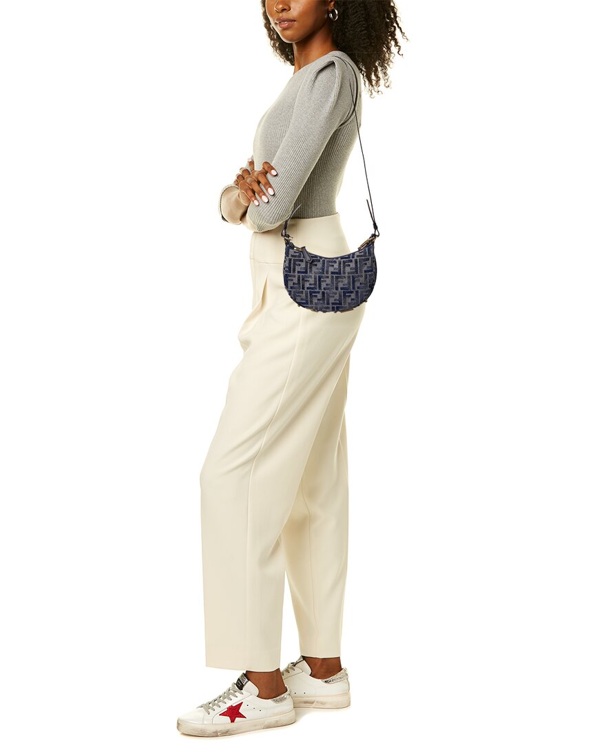 Fendi Fendigraphy Mini Ff Jacquard Chenille & Leather Hobo Bag