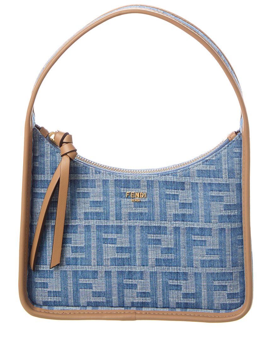 Fendi Fendessence Mini Ff Denim & Leather Hobo Bag