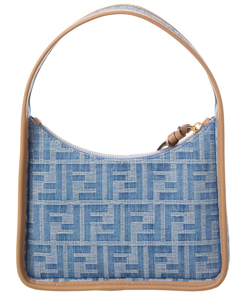 Fendi Fendessence Mini Ff Denim & Leather Hobo Bag