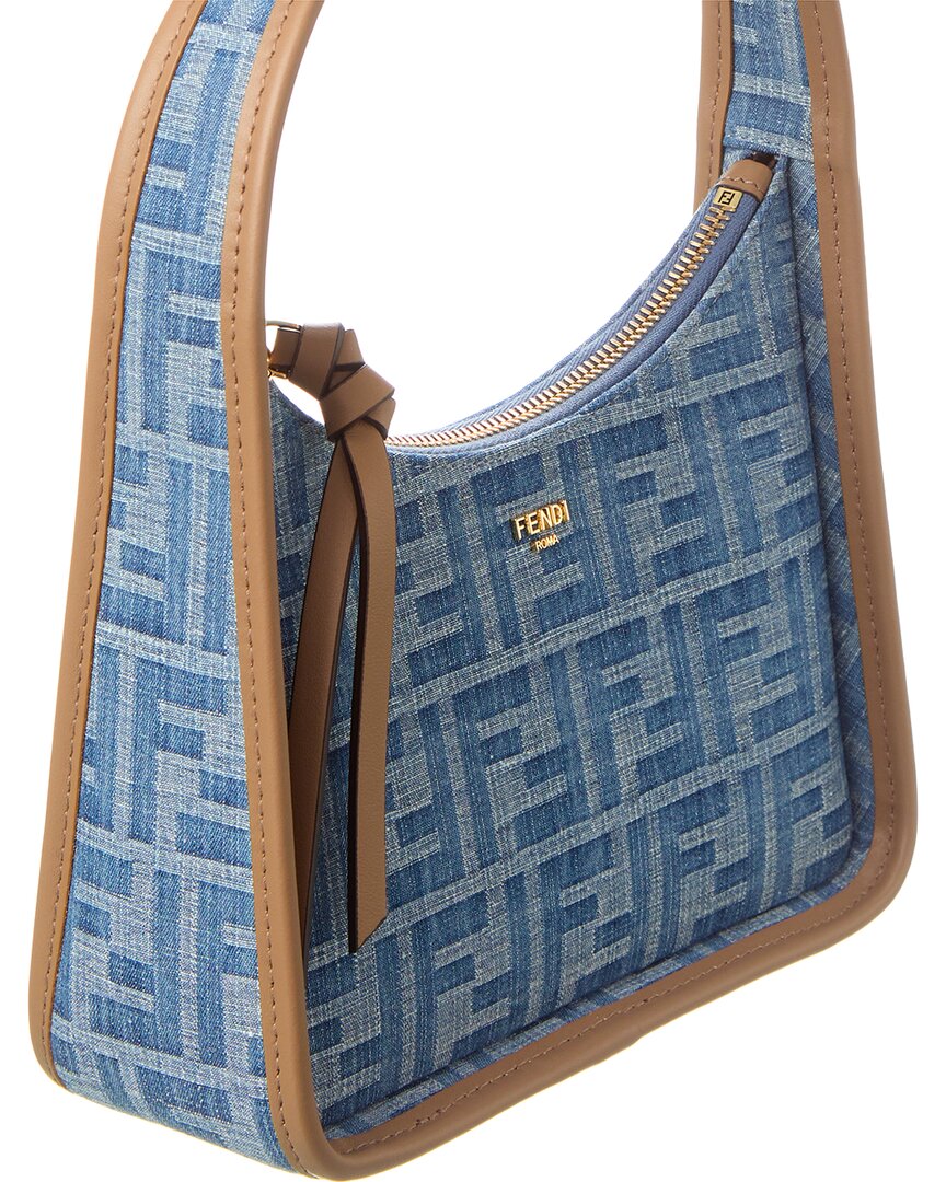 Fendi Fendessence Mini Ff Denim & Leather Hobo Bag