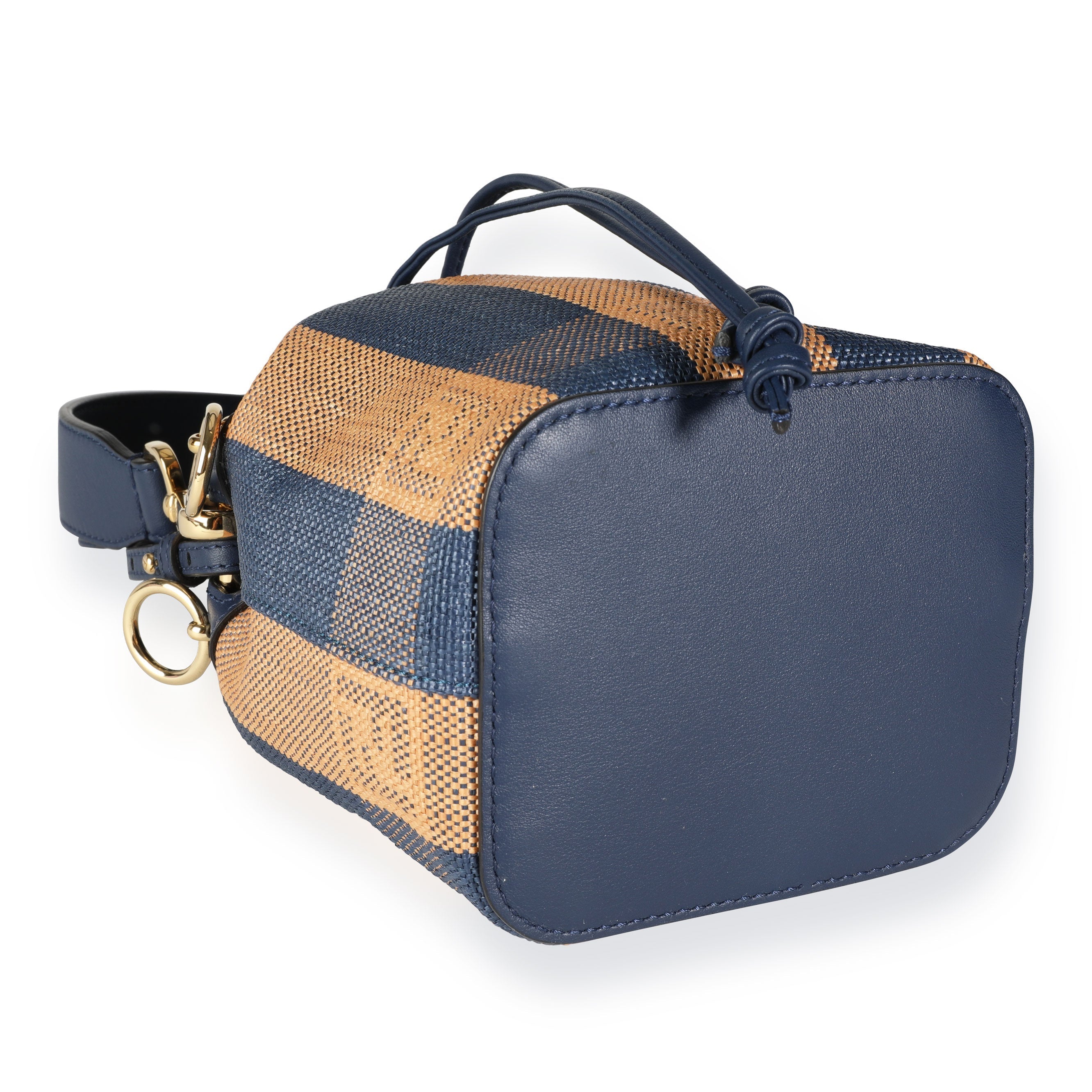 Fendi Blue & Orange Raffia Mini Mon Trésor Bucket Bag
