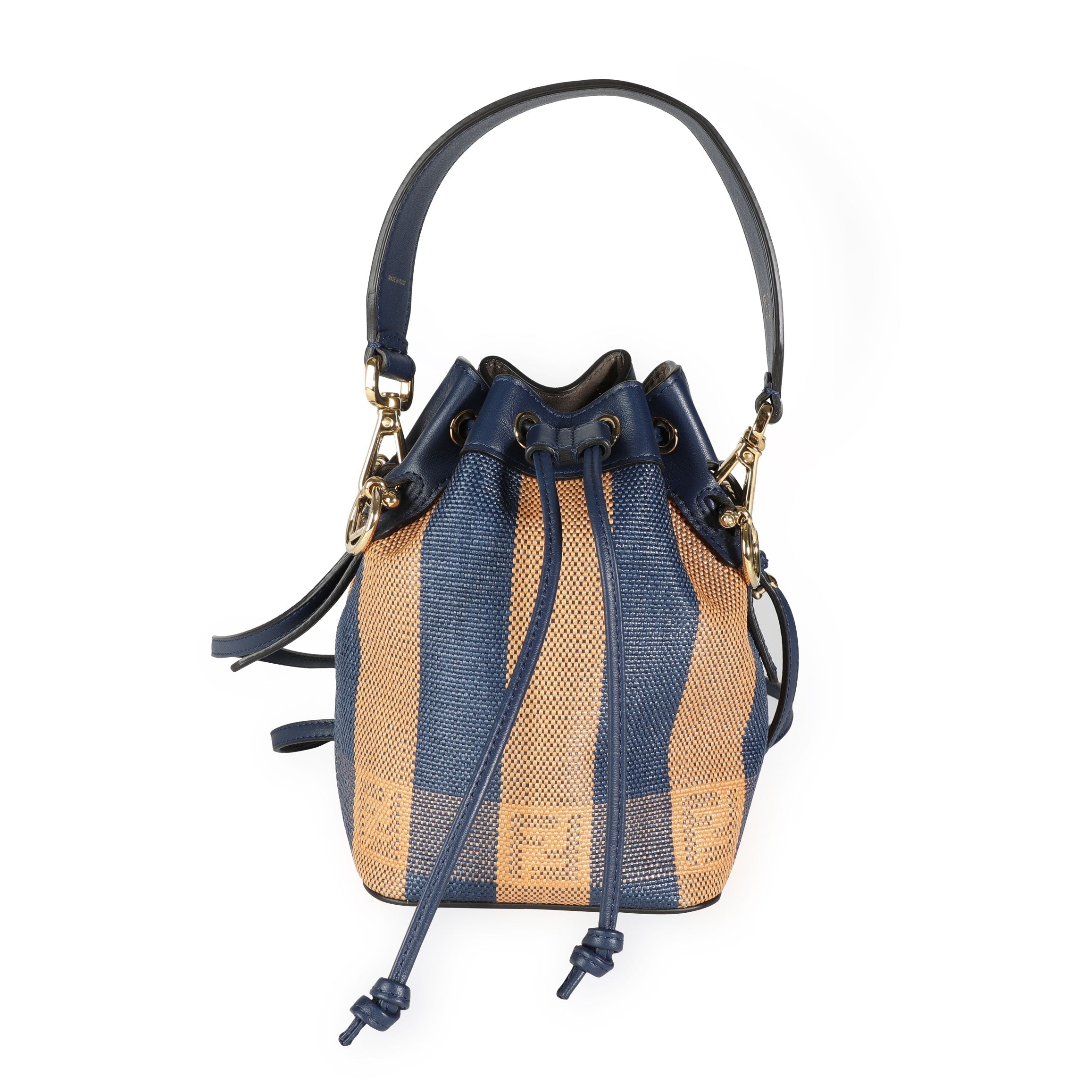 Fendi Blue & Orange Raffia Mini Mon Trésor Bucket Bag