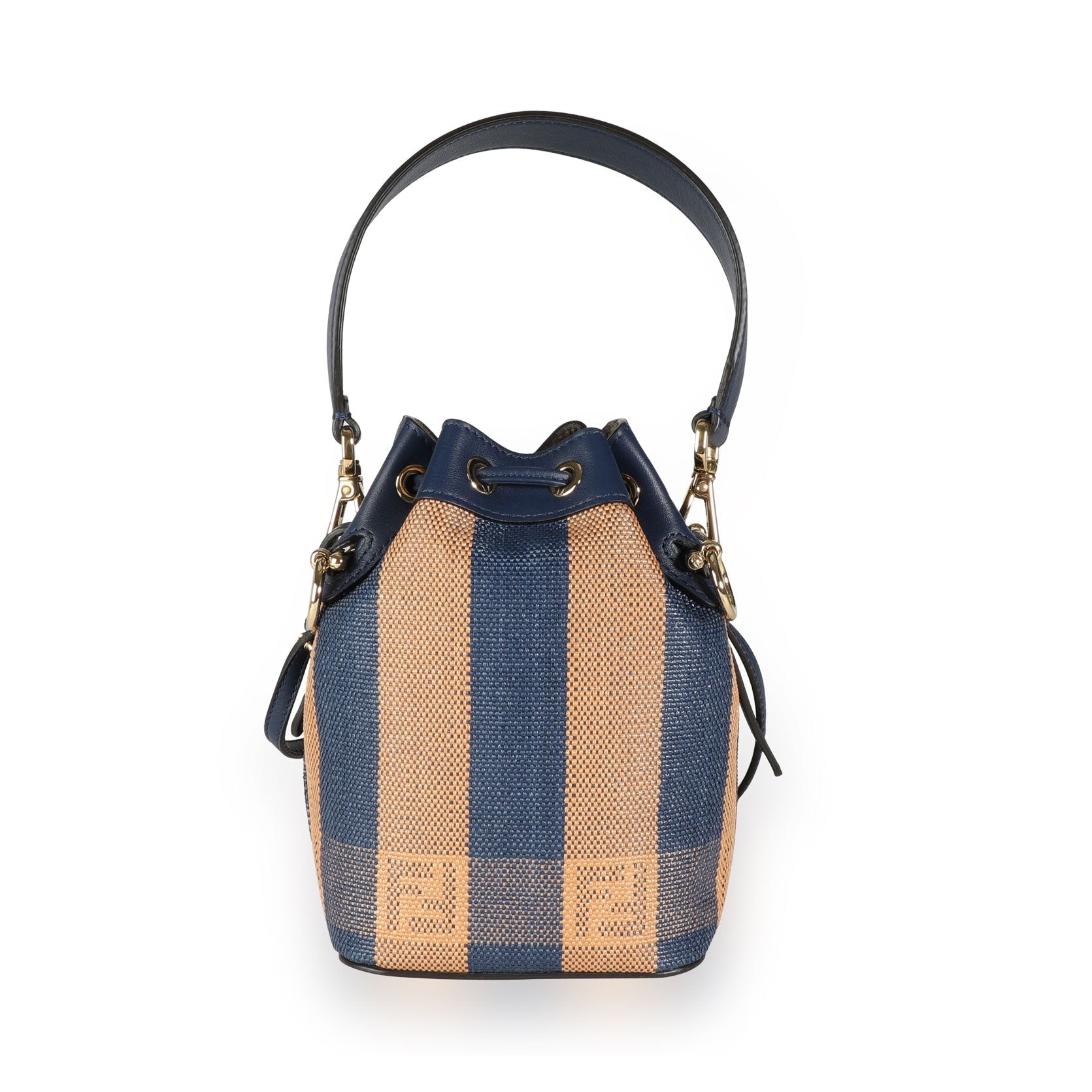 Fendi Blue & Orange Raffia Mini Mon Trésor Bucket Bag