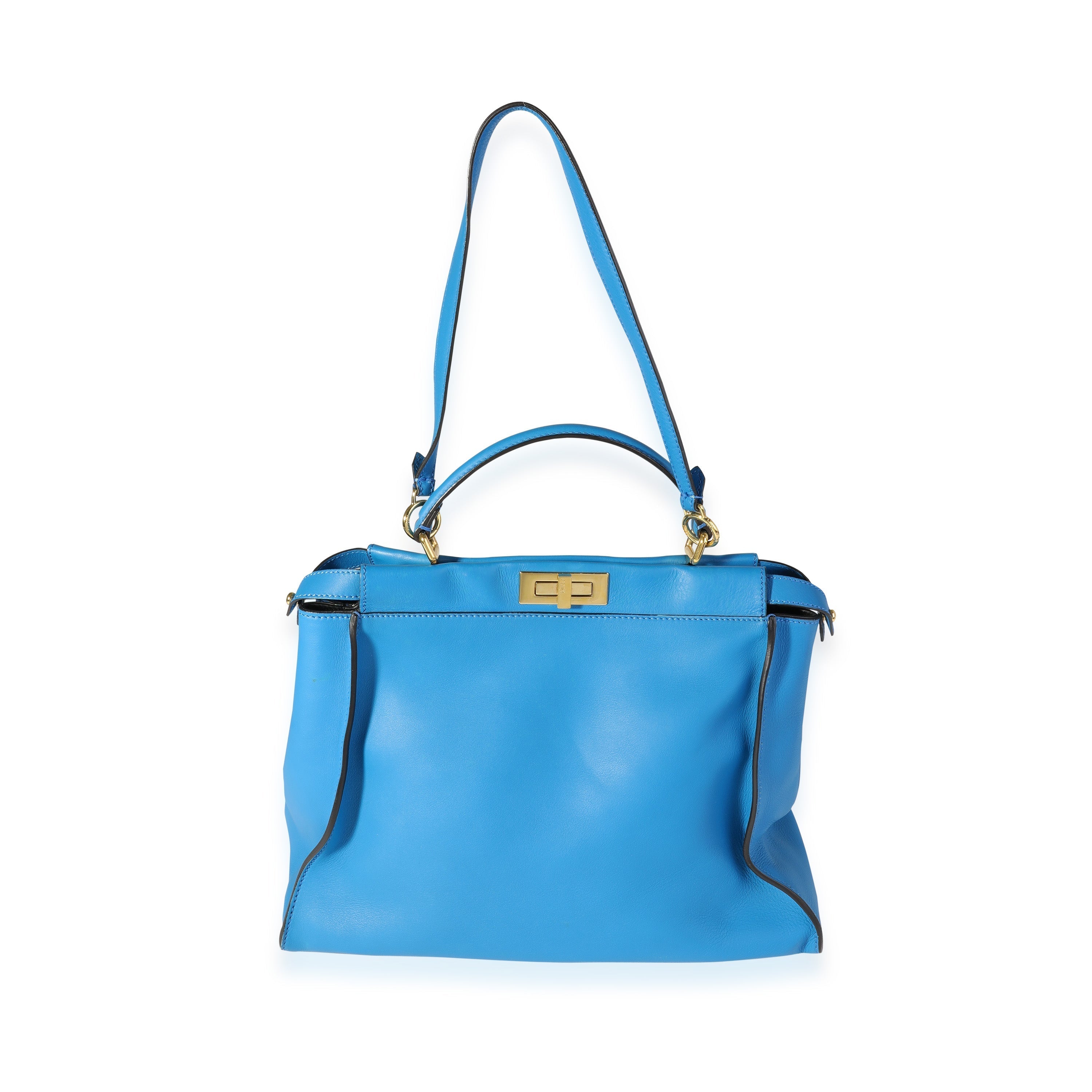 Fendi Blue Calfskin Studded Monster Large Peekaboo