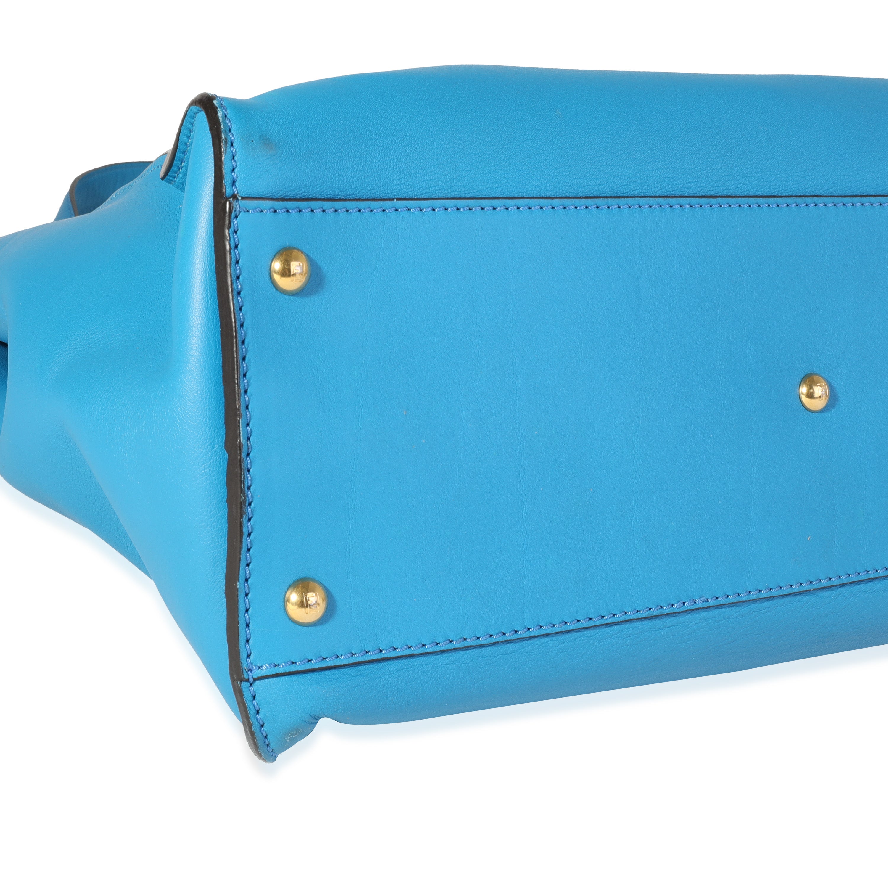 Fendi Blue Calfskin Studded Monster Large Peekaboo