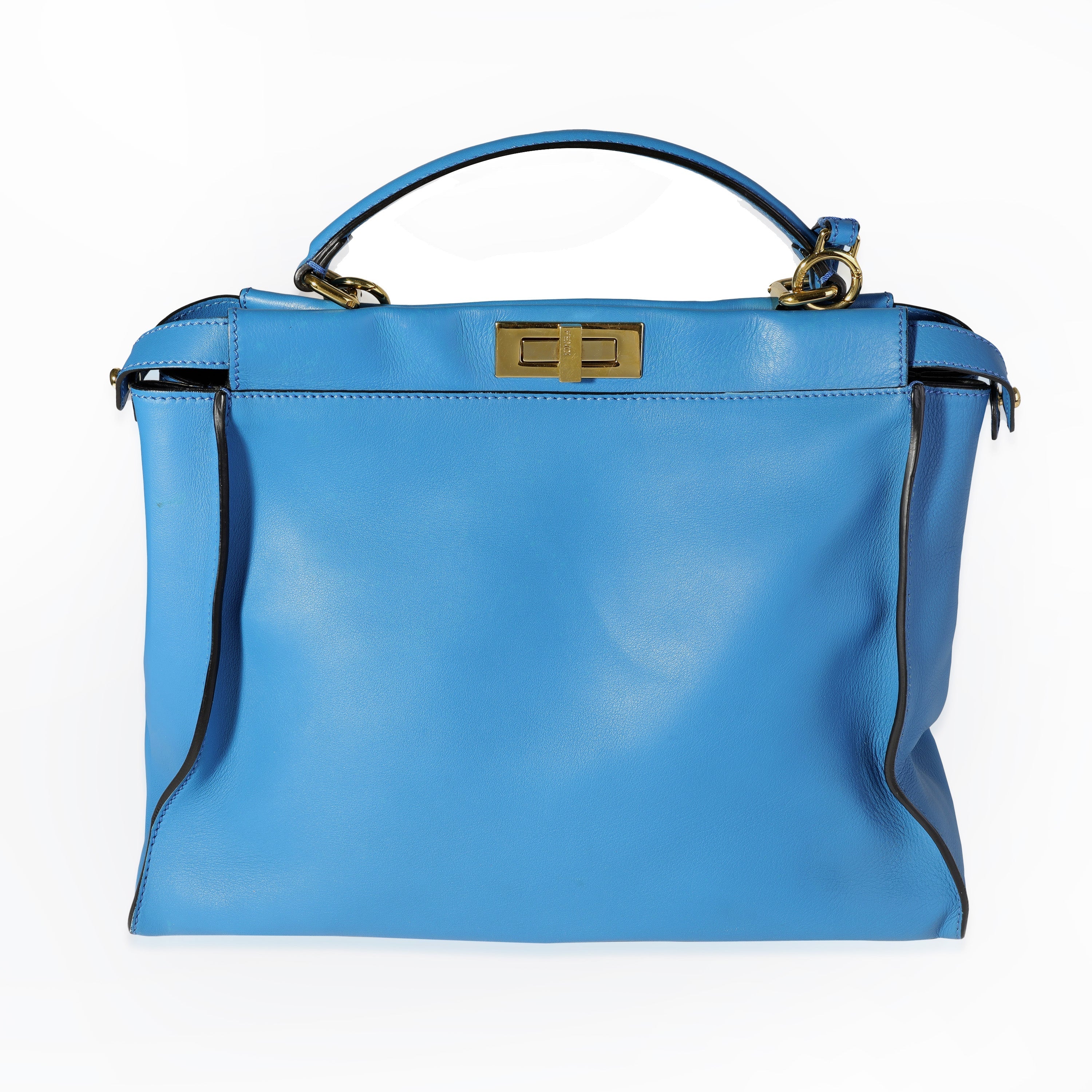 Fendi Blue Calfskin Studded Monster Large Peekaboo