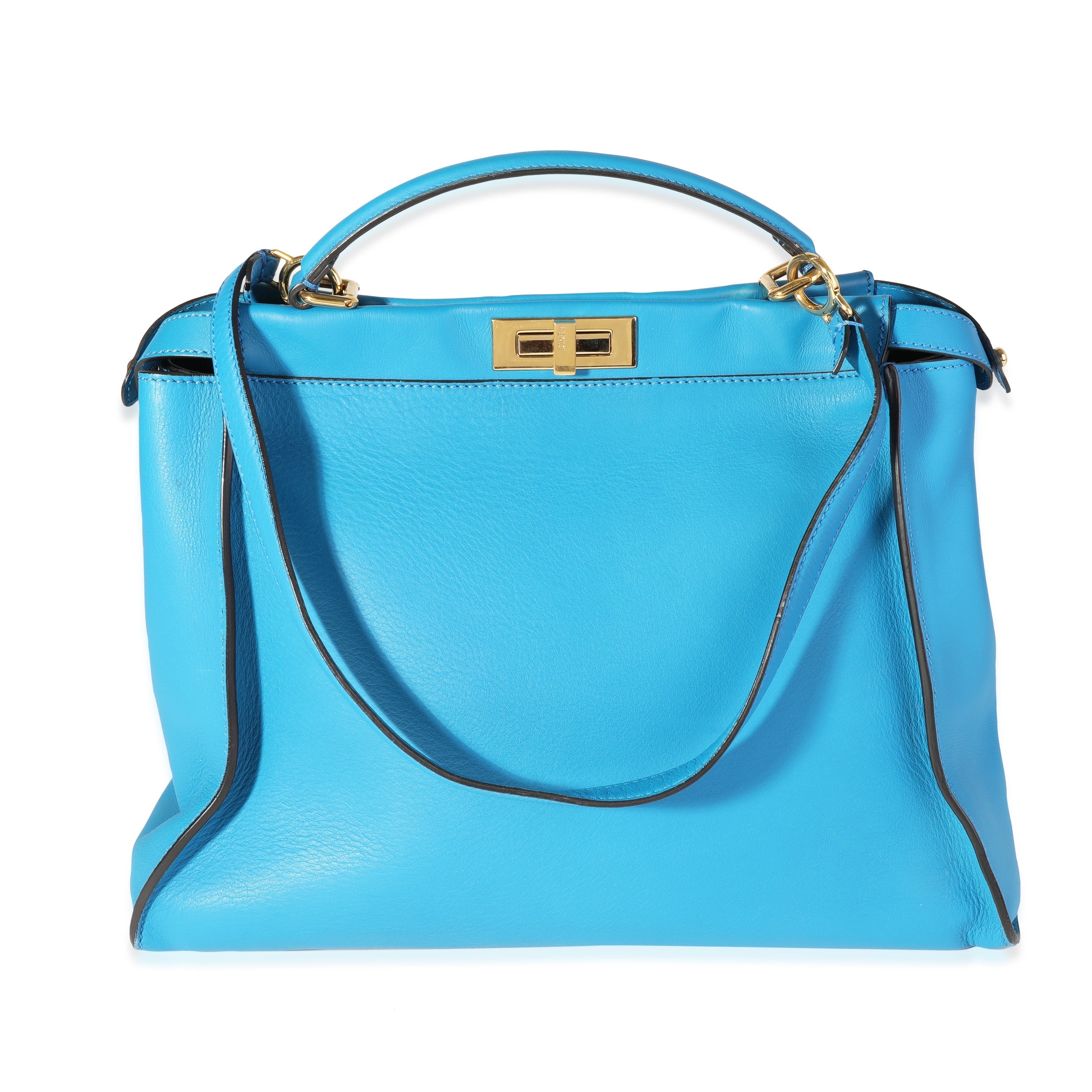 Fendi Blue Calfskin Studded Monster Large Peekaboo