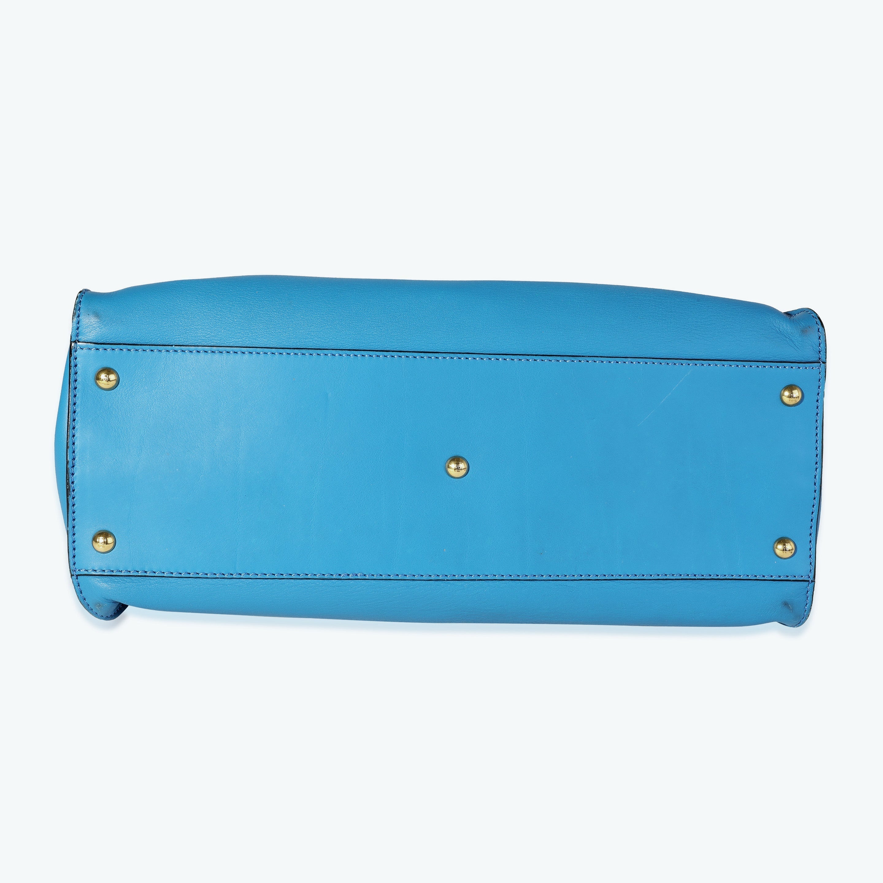 Fendi Blue Calfskin Studded Monster Large Peekaboo
