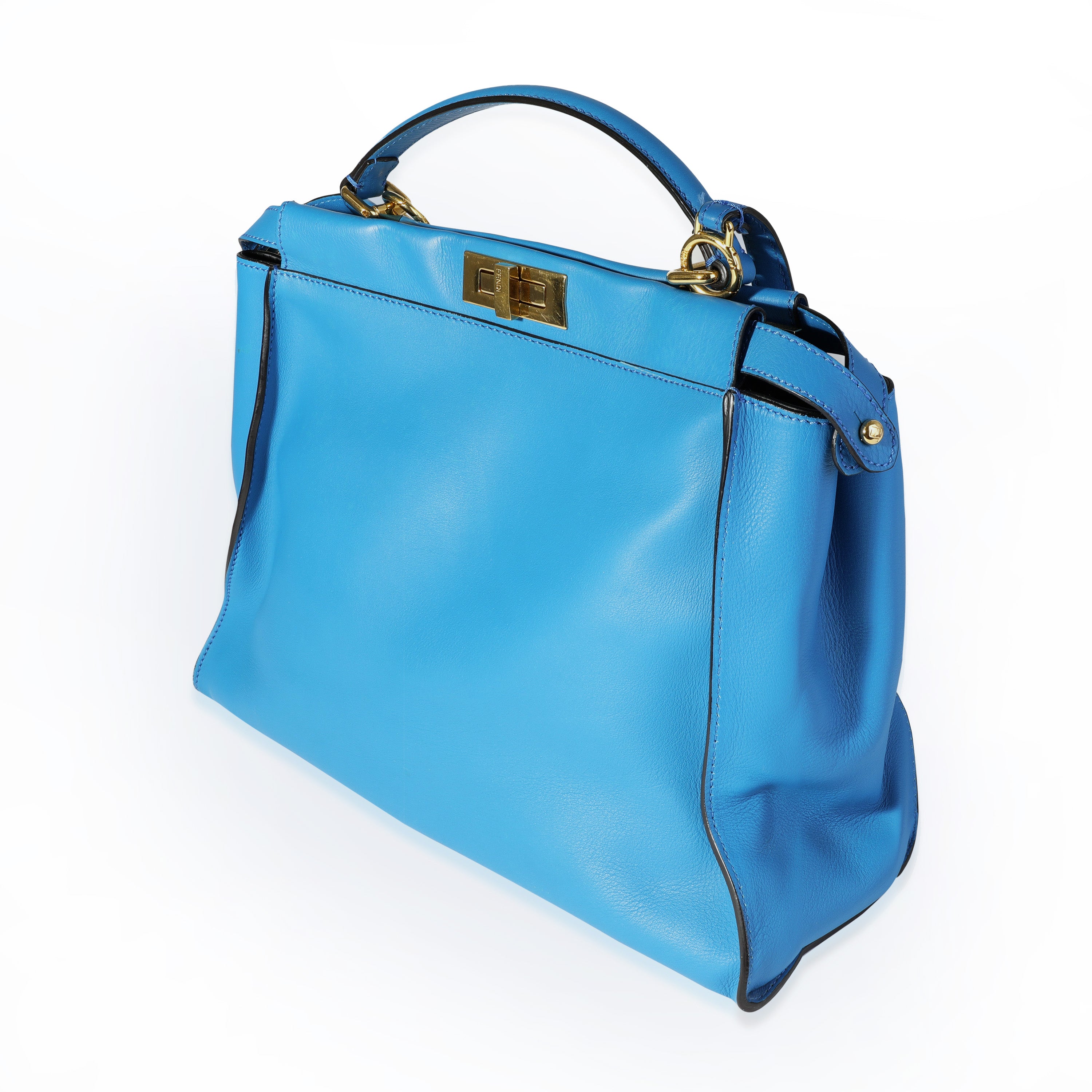 Fendi Blue Calfskin Studded Monster Large Peekaboo